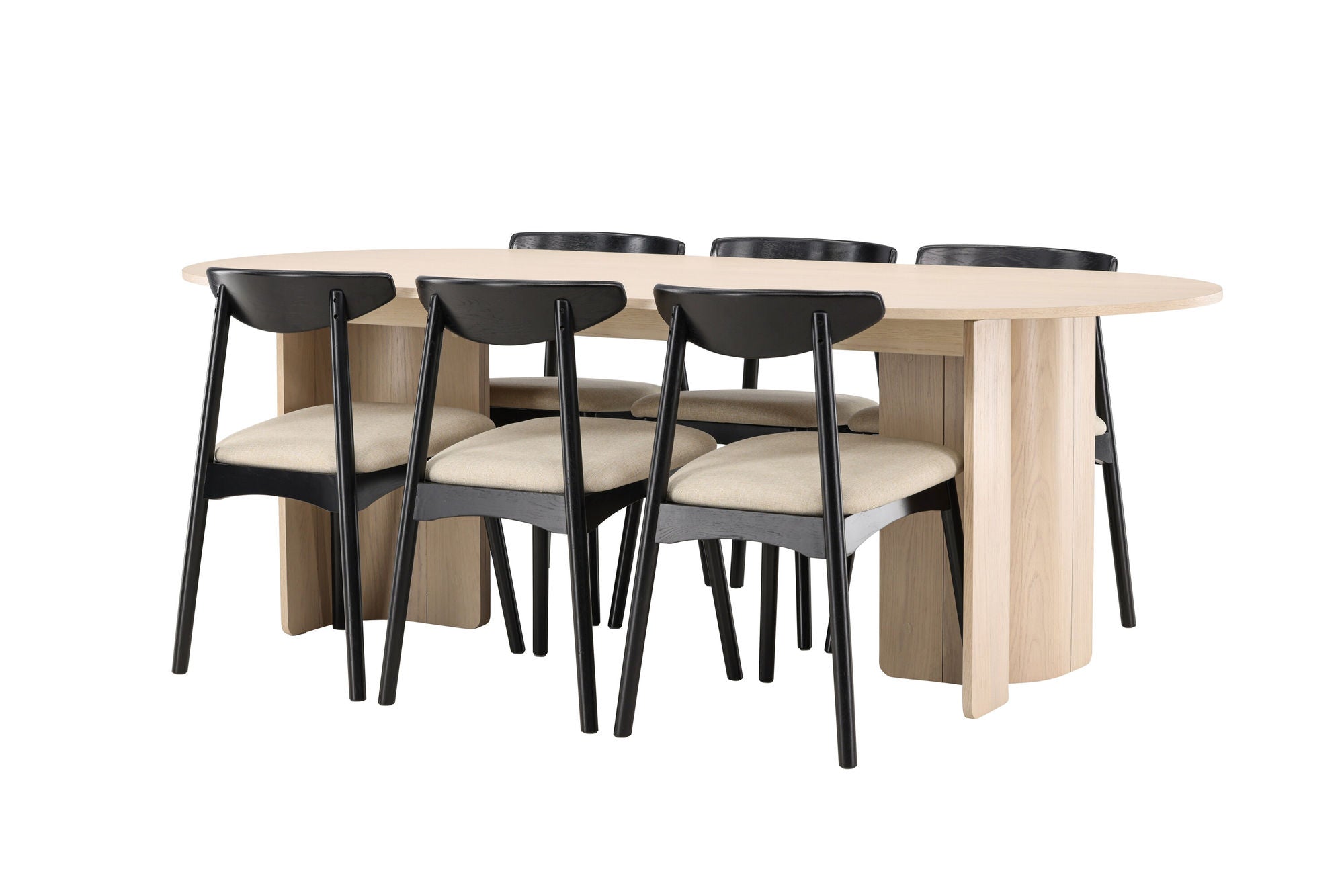 Venture Home Tyresö bord 100x220 cm - Whitewash with Ven stol - Black