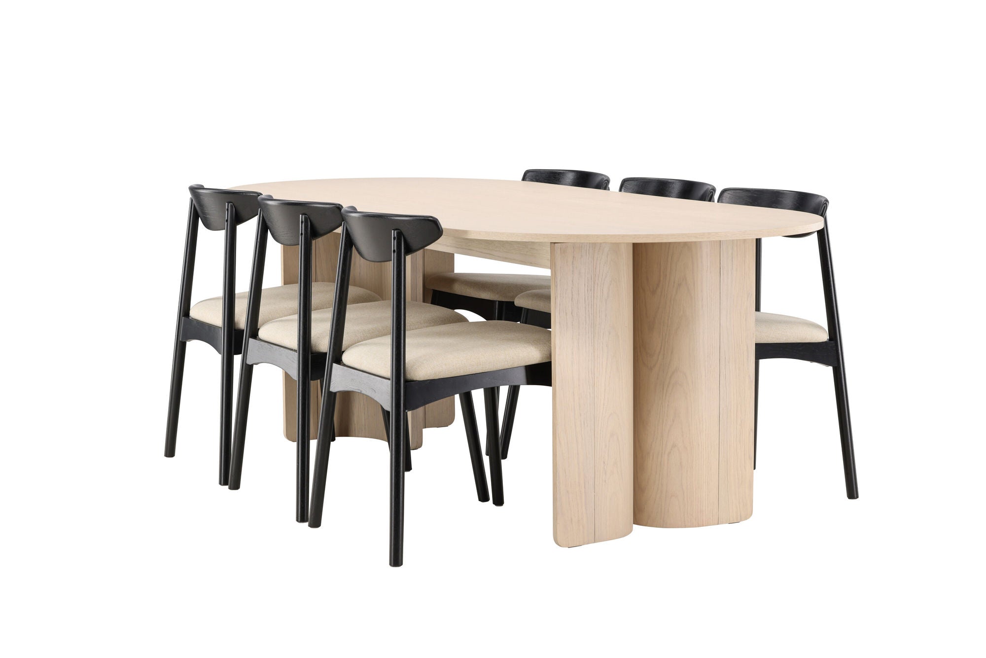 Venture Home Tyresö bord 100x220 cm - Whitewash with Ven stol - Black