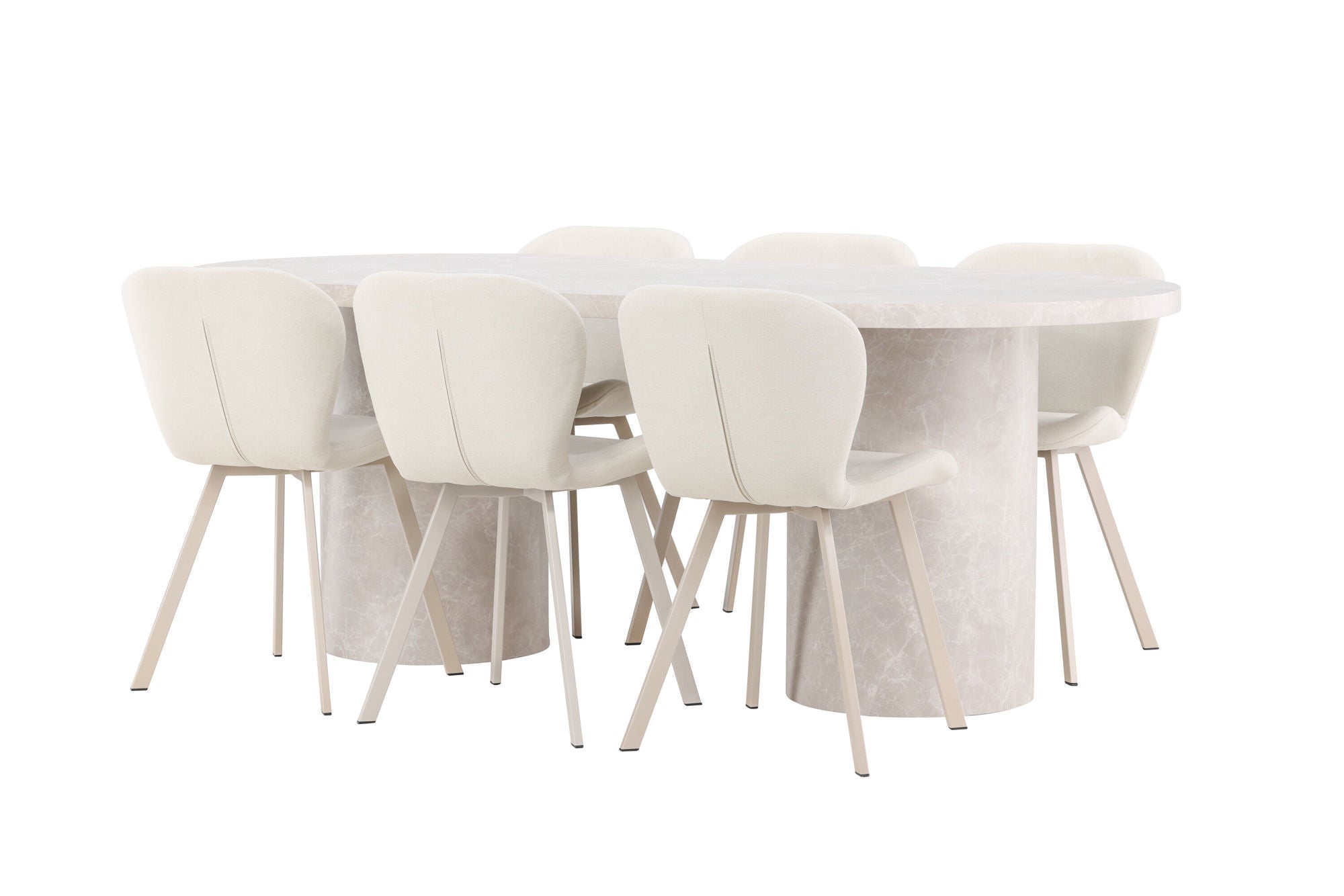 Venture Home Narvik bord - Beige with 6 Lilja stol - Beige