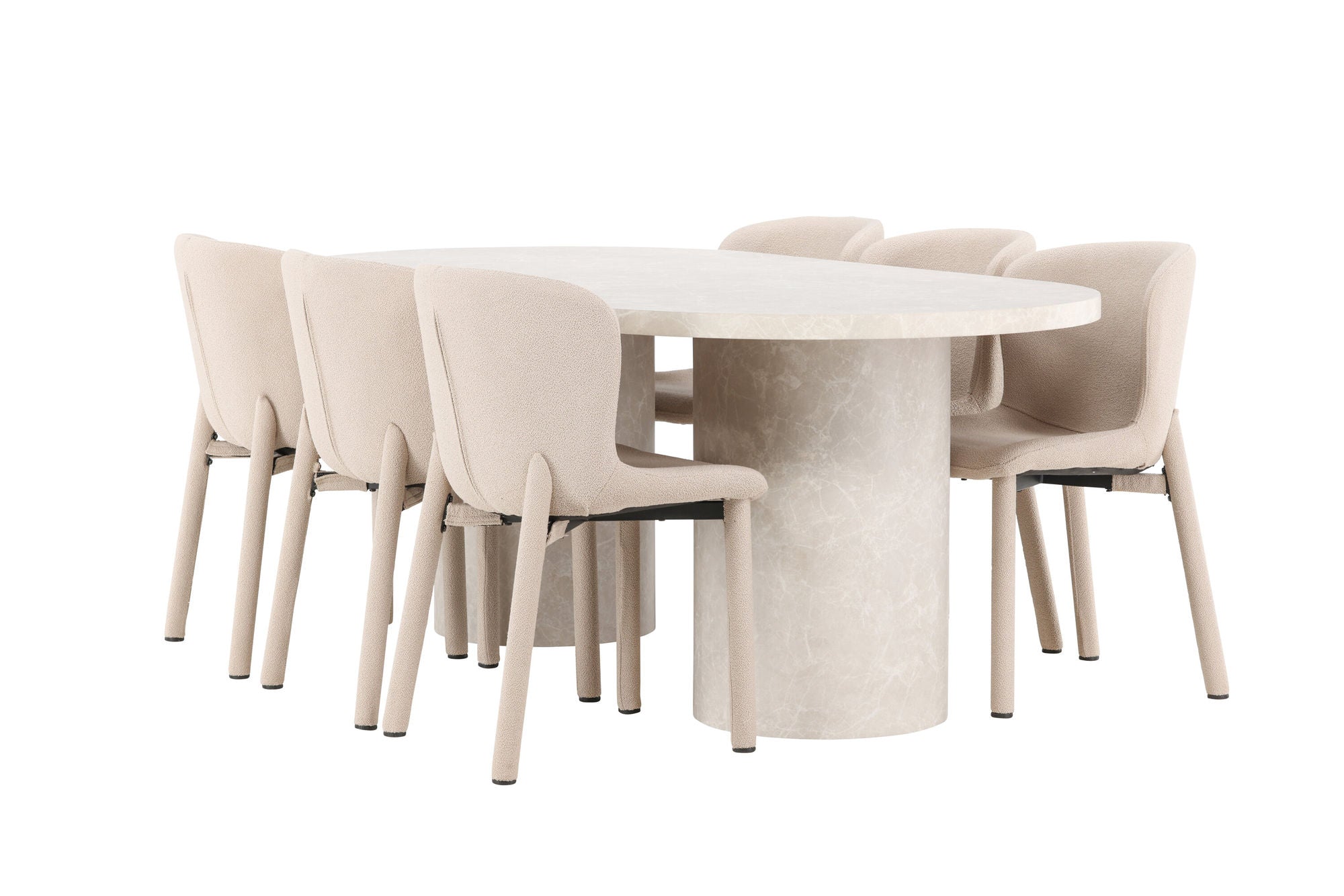 Venture Home Narvik bord - Beige with 6 Astoria stol - Beige