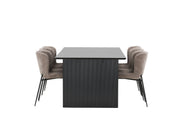Venture Home Vail spisebord - Black / Smoked Black MDF +Modesto Spisebordsstol - Grey / Smoked Black Boucle _6