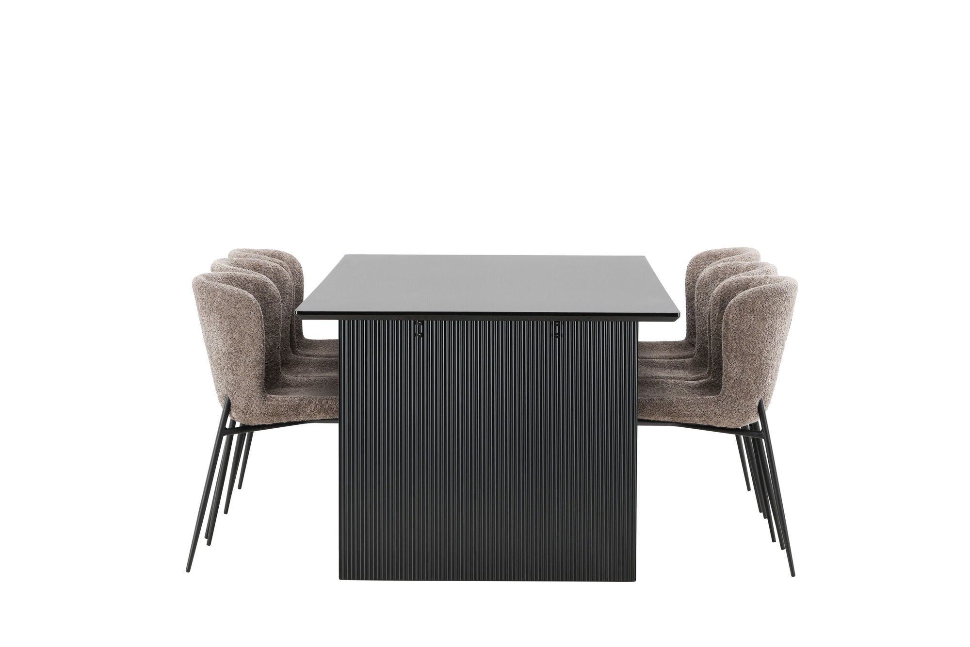 Venture Home Vail spisebord - Black / Smoked Black MDF +Modesto Spisebordsstol - Grey / Smoked Black Boucle _6