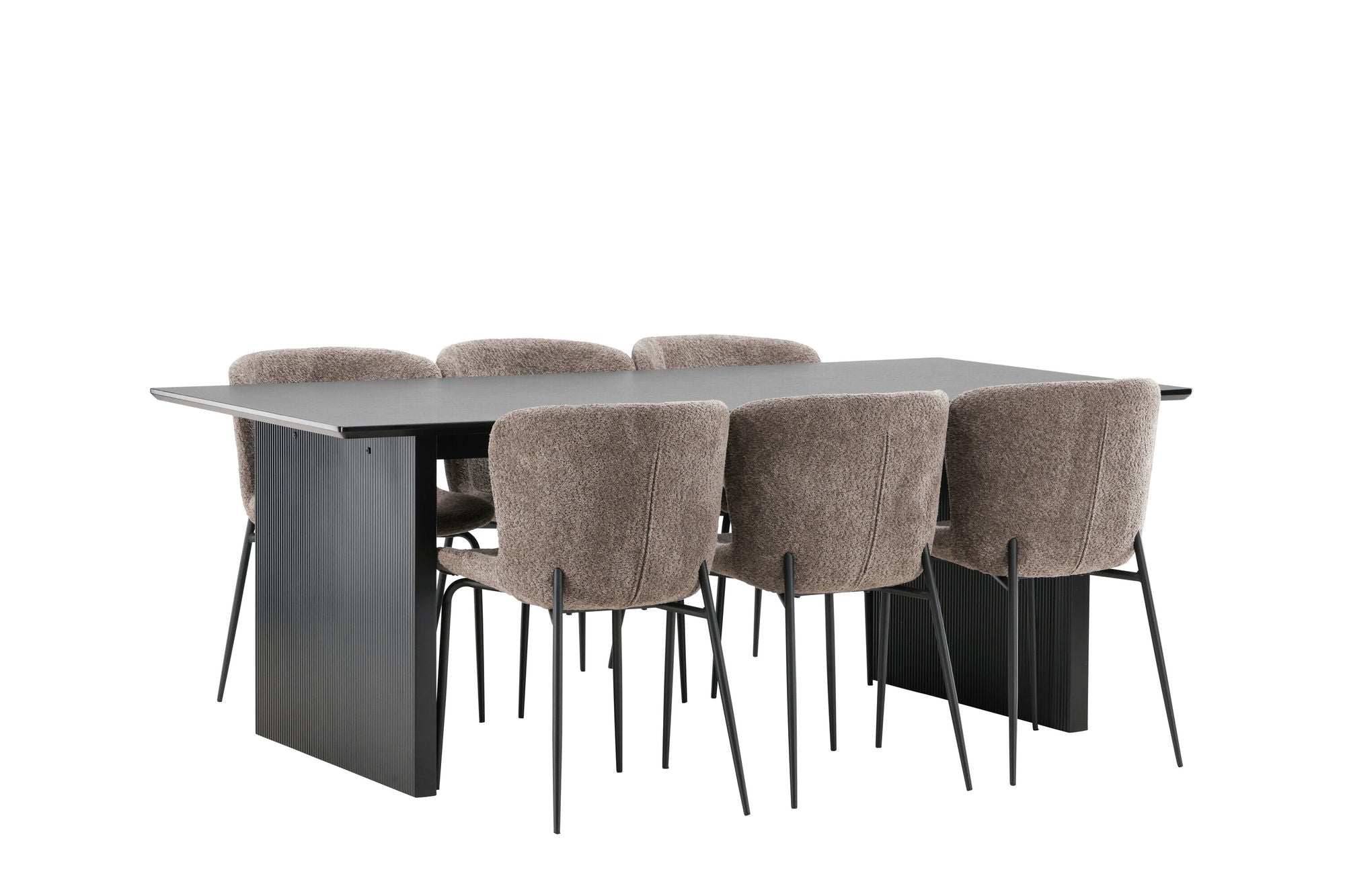 Venture Home Vail spisebord - Black / Smoked Black MDF +Modesto Spisebordsstol - Grey / Smoked Black Boucle _6