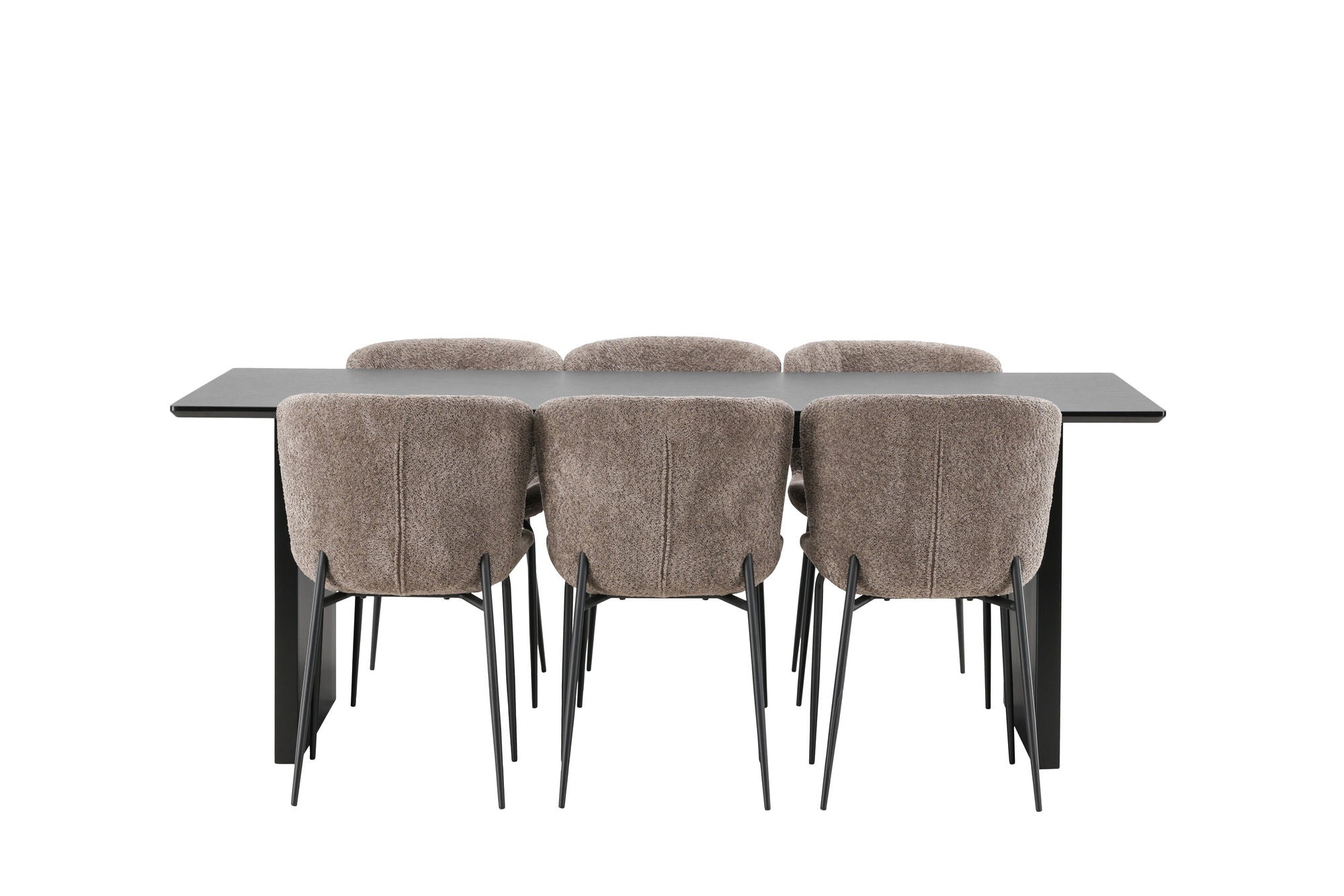 Venture Home Vail spisebord - Black / Smoked Black MDF +Modesto Spisebordsstol - Grey / Smoked Black Boucle _6