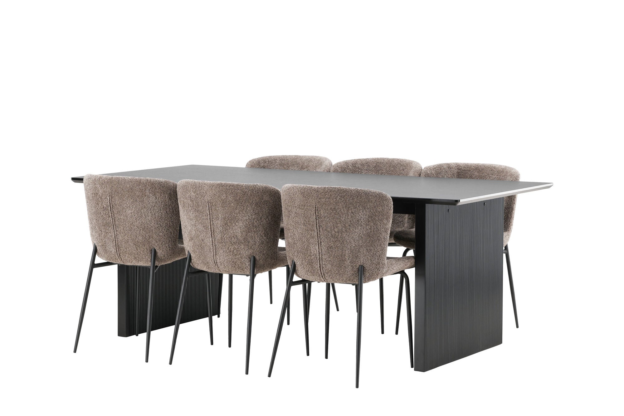 Venture Home Vail spisebord - Black / Smoked Black MDF +Modesto Spisebordsstol - Grey / Smoked Black Boucle _6