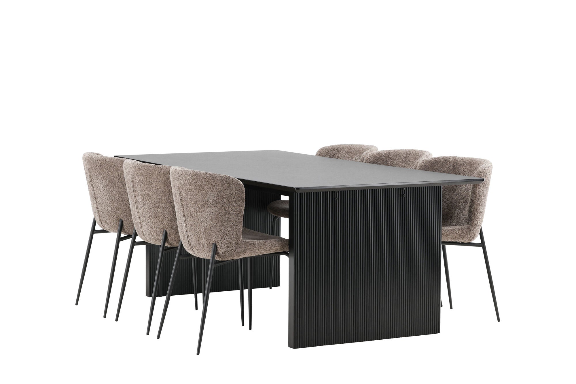 Venture Home Vail spisebord - Black / Smoked Black MDF +Modesto Spisebordsstol - Grey / Smoked Black Boucle _6