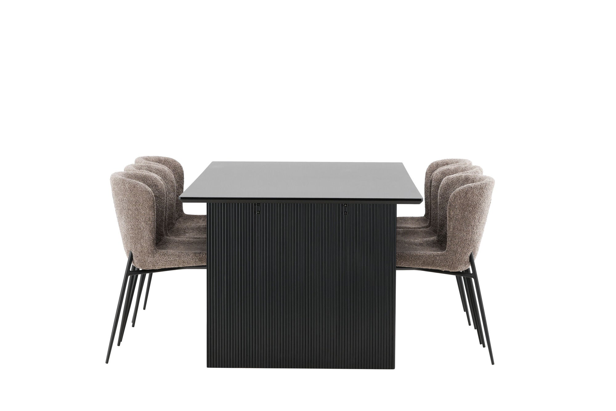 Venture Home Vail spisebord - Black / Smoked Black MDF +Modesto Spisebordsstol - Grey / Smoked Black Boucle _6