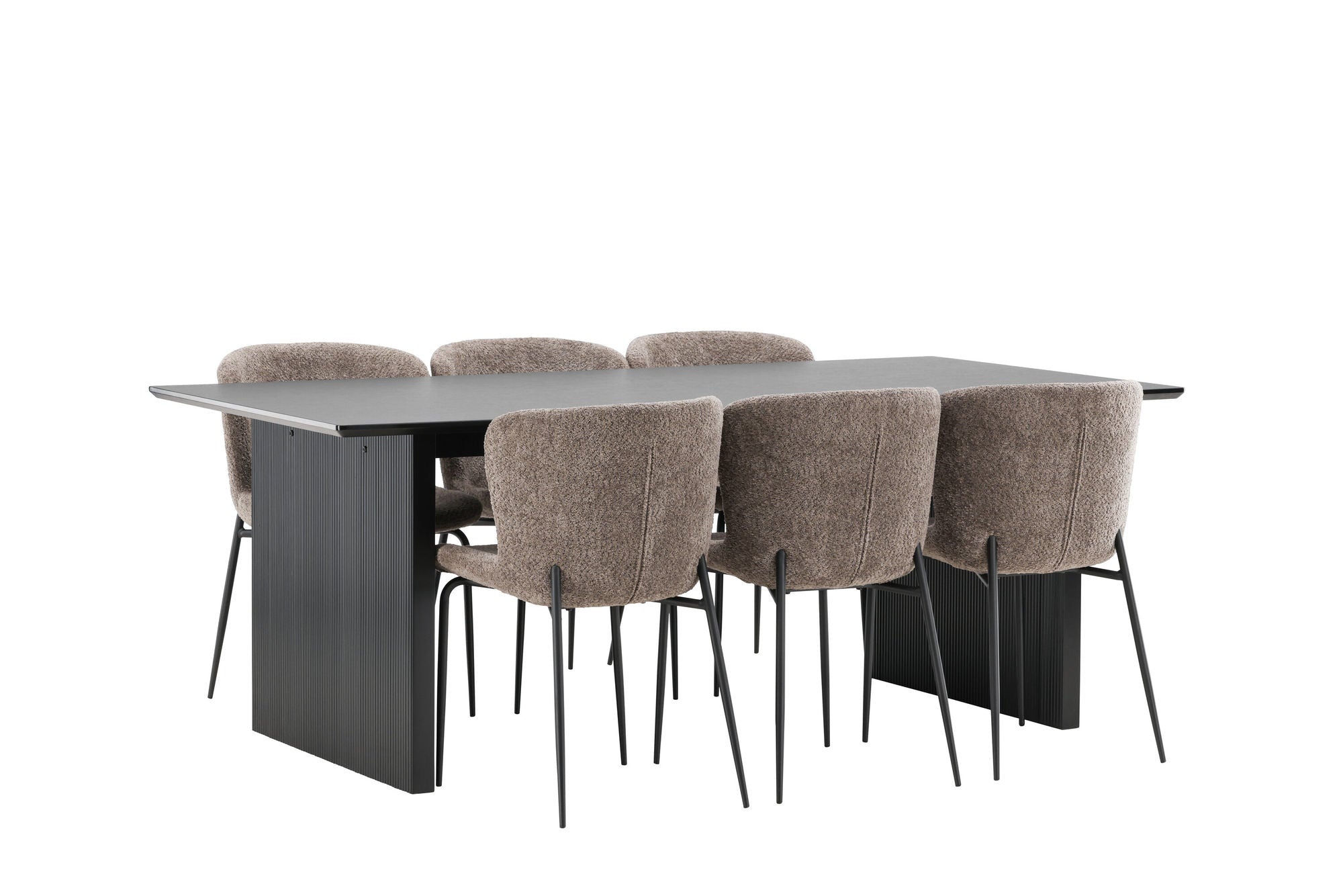 Venture Home Vail spisebord - Black / Smoked Black MDF +Modesto Spisebordsstol - Grey / Smoked Black Boucle _6
