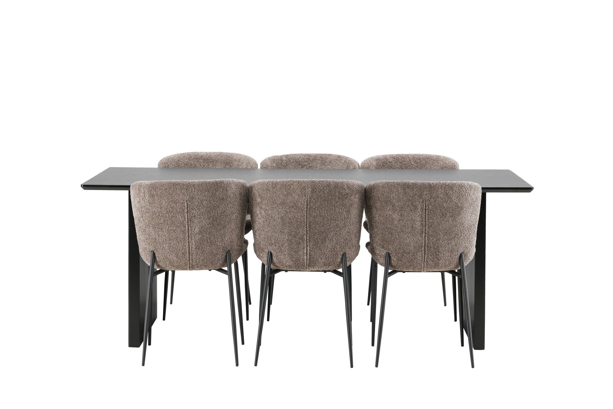 Venture Home Vail spisebord - Black / Smoked Black MDF +Modesto Spisebordsstol - Grey / Smoked Black Boucle _6