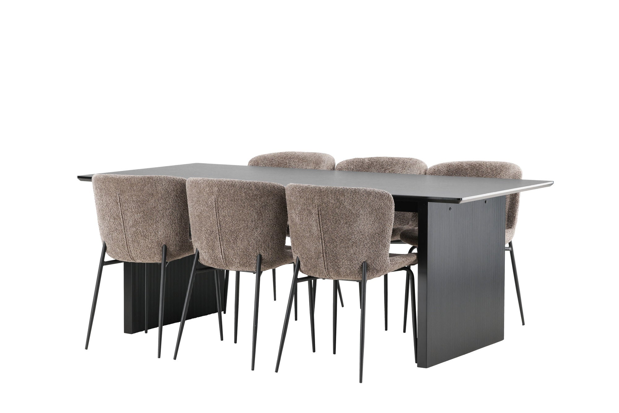 Venture Home Vail spisebord - Black / Smoked Black MDF +Modesto Spisebordsstol - Grey / Smoked Black Boucle _6