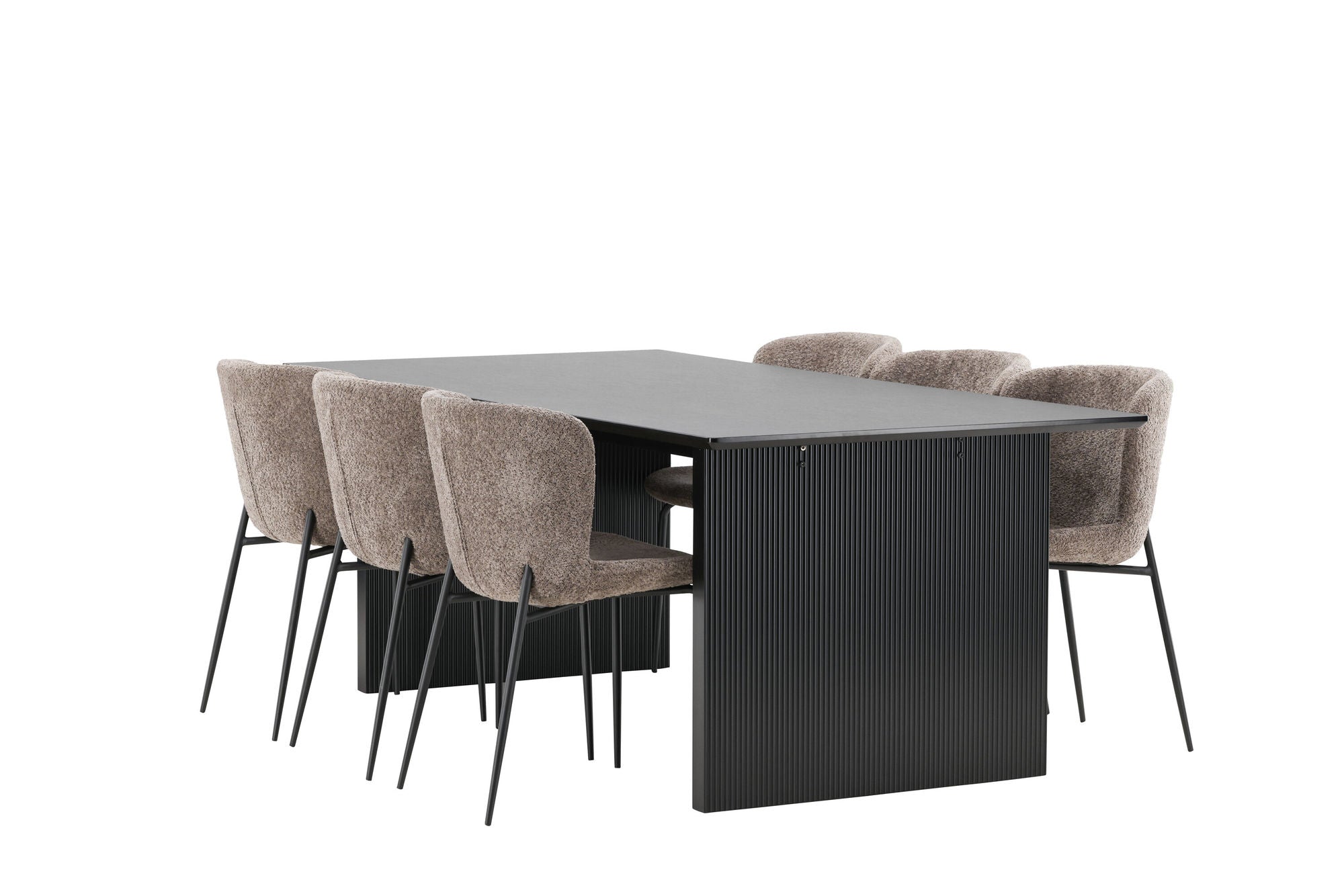 Venture Home Vail spisebord - Black / Smoked Black MDF +Modesto Spisebordsstol - Grey / Smoked Black Boucle _6