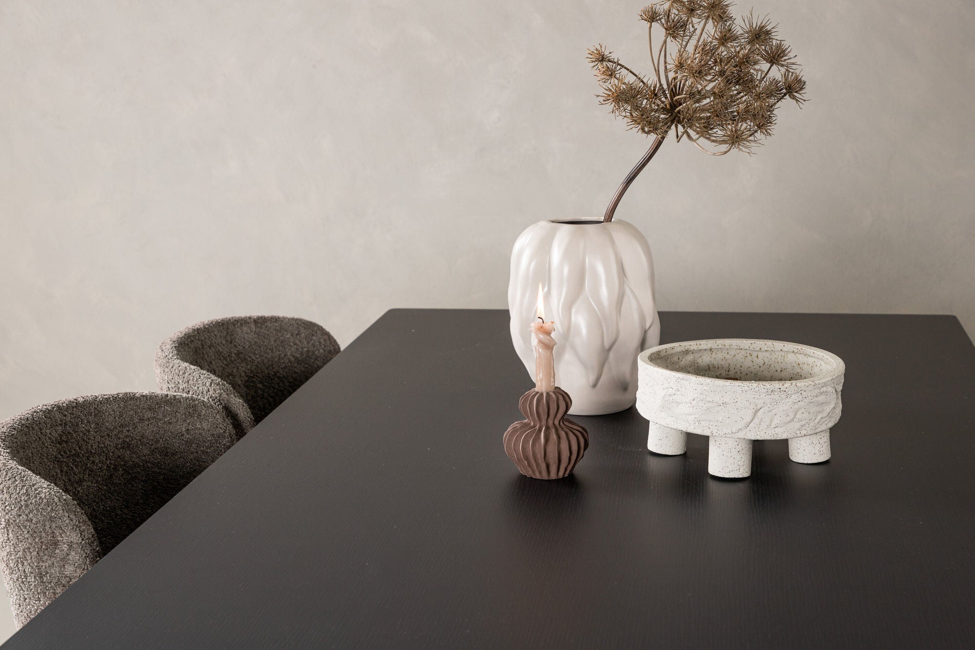 Venture Home Vail spisebord - Black / Smoked Black MDF +Modesto Spisebordsstol - Grey / Smoked Black Boucle _6