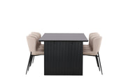 Venture Home Vail spisebord - Black / Smoked Black MDF +Modesto Spisebordsstol - Beige / Beige Boucle _6