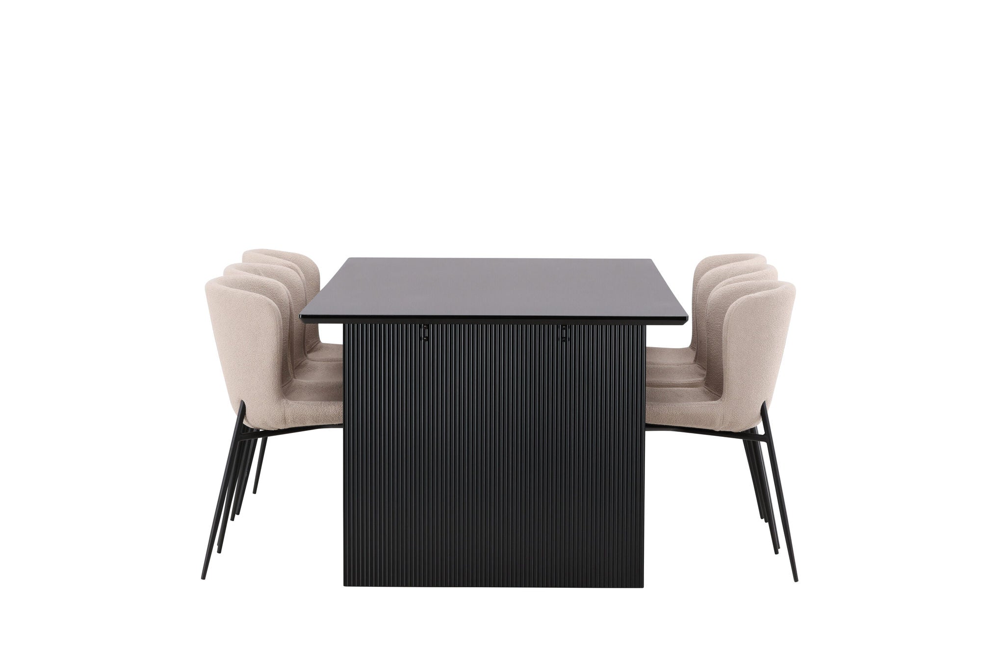 Venture Home Vail spisebord - Black / Smoked Black MDF +Modesto Spisebordsstol - Beige / Beige Boucle _6