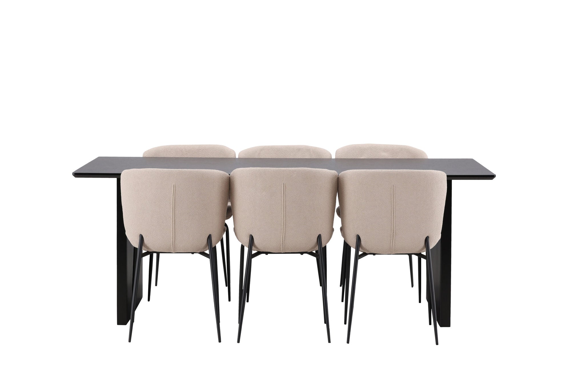 Venture Home Vail spisebord - Black / Smoked Black MDF +Modesto Spisebordsstol - Beige / Beige Boucle _6