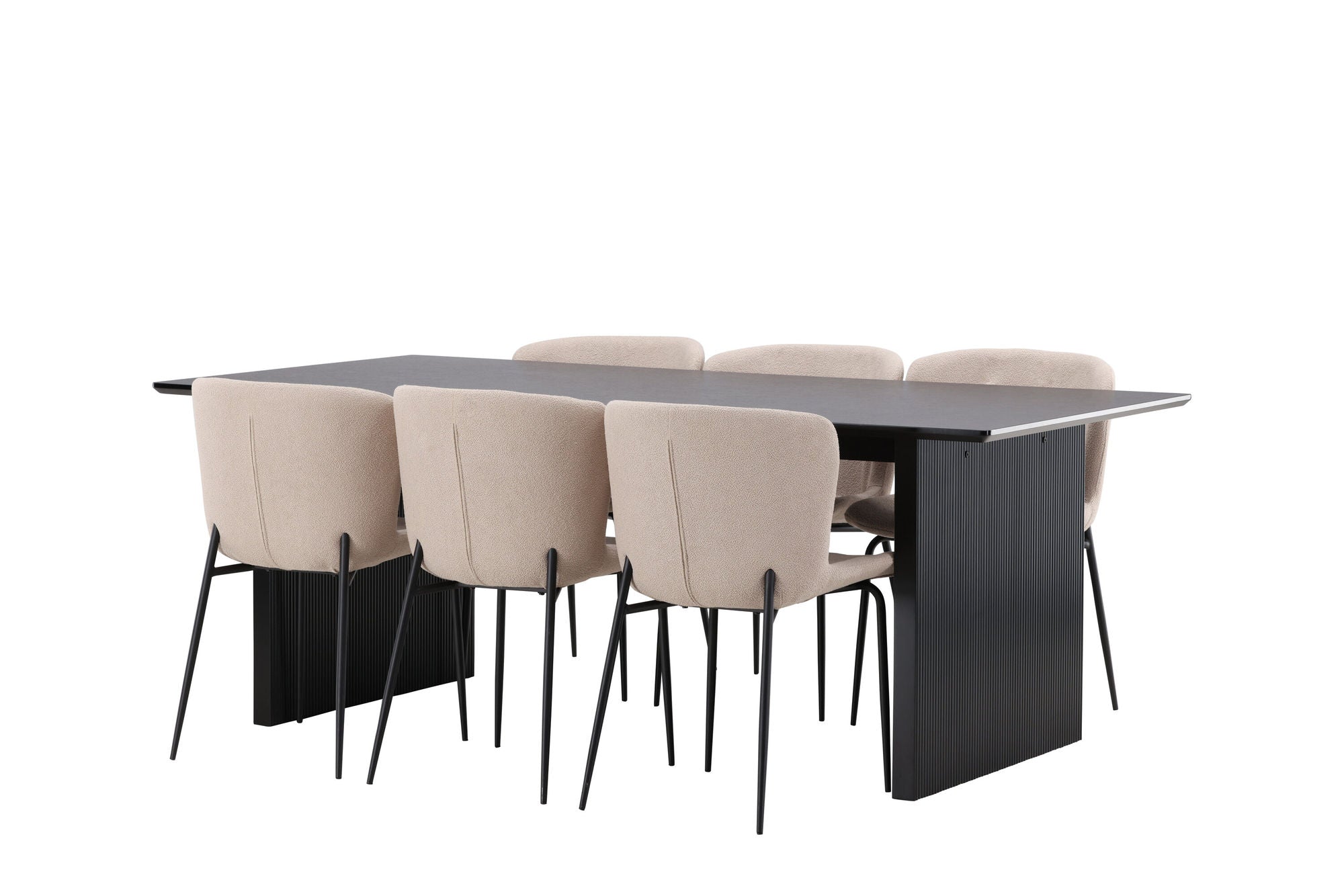 Venture Home Vail spisebord - Black / Smoked Black MDF +Modesto Spisebordsstol - Beige / Beige Boucle _6
