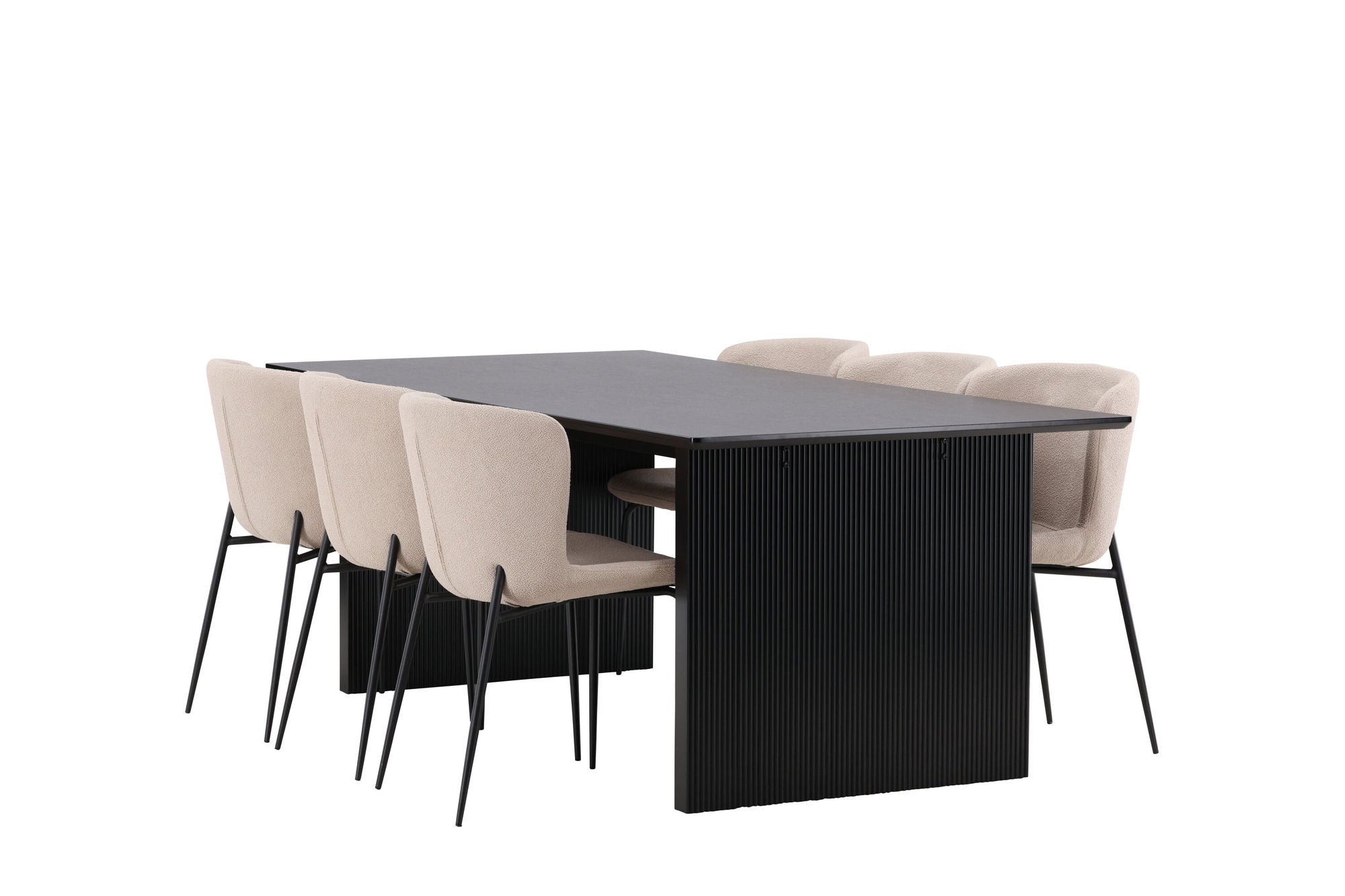 Venture Home Vail spisebord - Black / Smoked Black MDF +Modesto Spisebordsstol - Beige / Beige Boucle _6