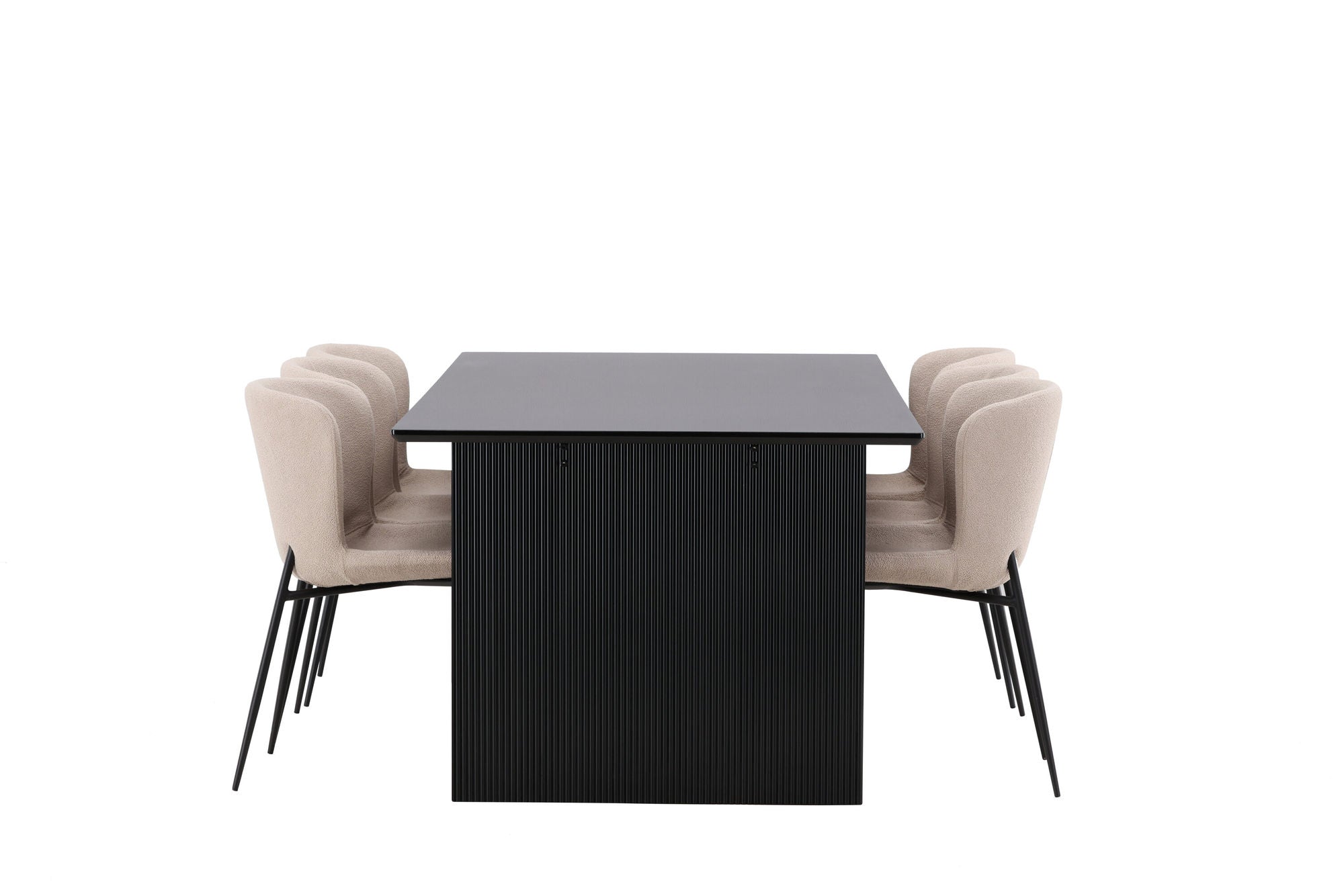 Venture Home Vail spisebord - Black / Smoked Black MDF +Modesto Spisebordsstol - Beige / Beige Boucle _6