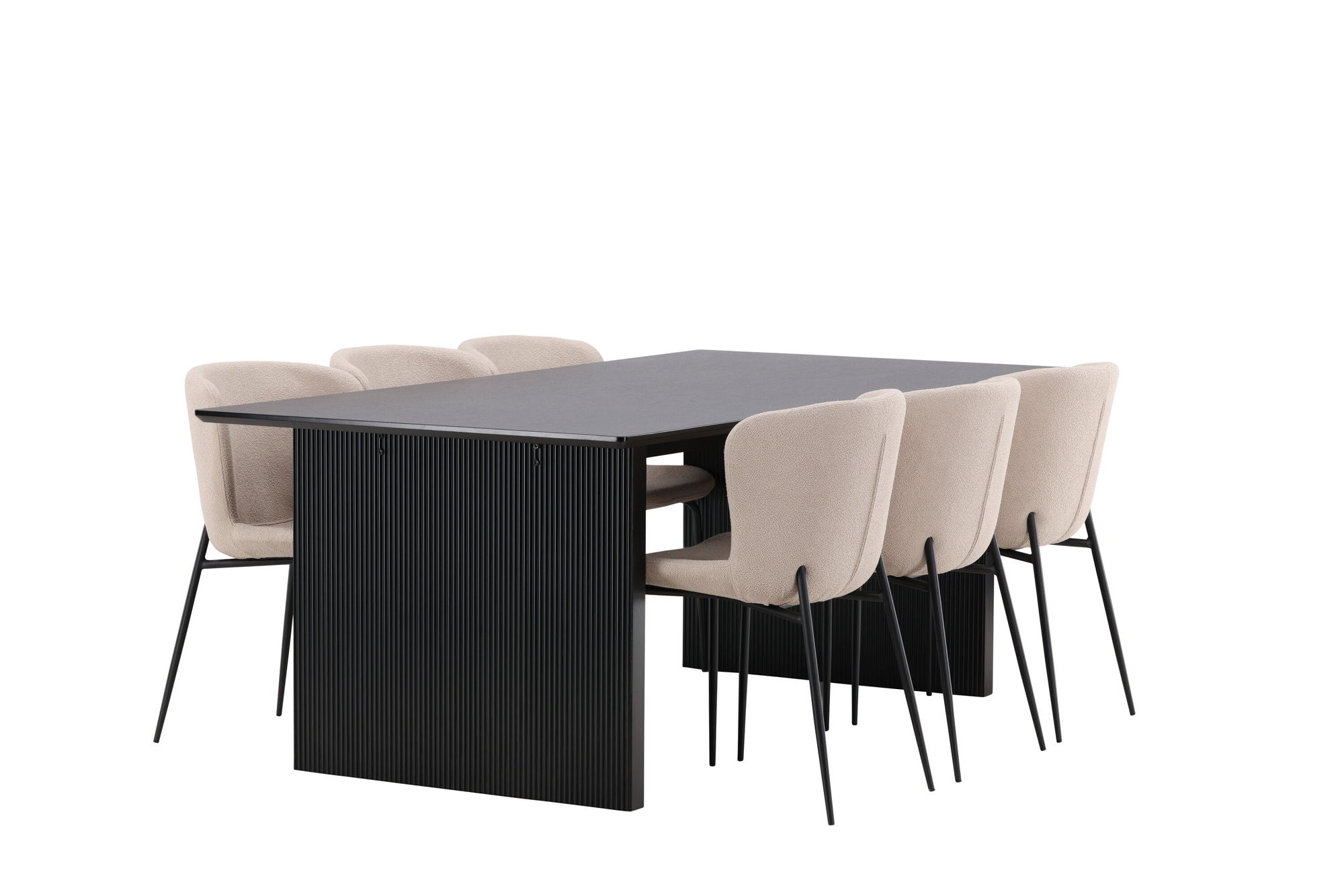 Venture Home Vail spisebord - Black / Smoked Black MDF +Modesto Spisebordsstol - Beige / Beige Boucle _6