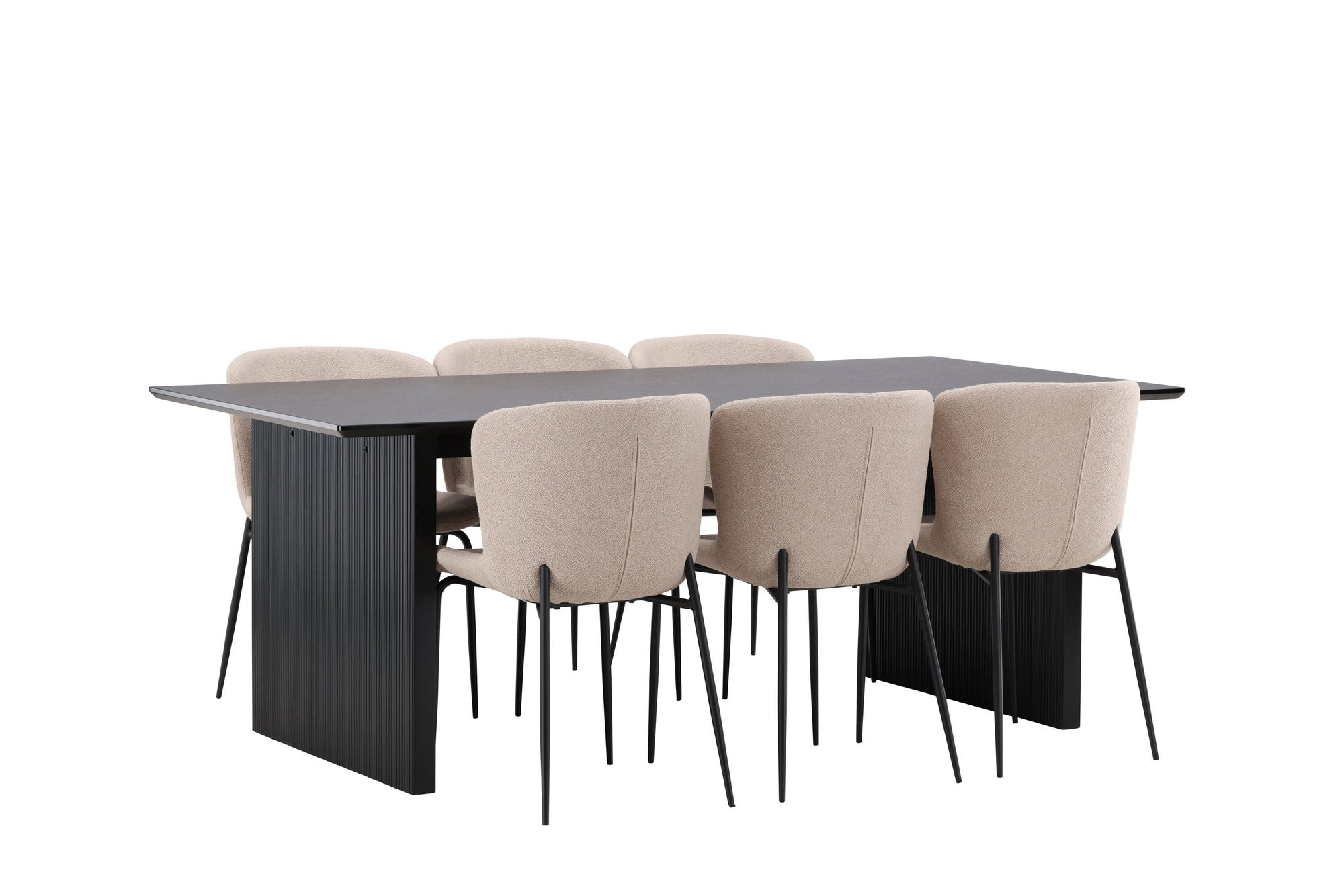 Venture Home Vail spisebord - Black / Smoked Black MDF +Modesto Spisebordsstol - Beige / Beige Boucle _6