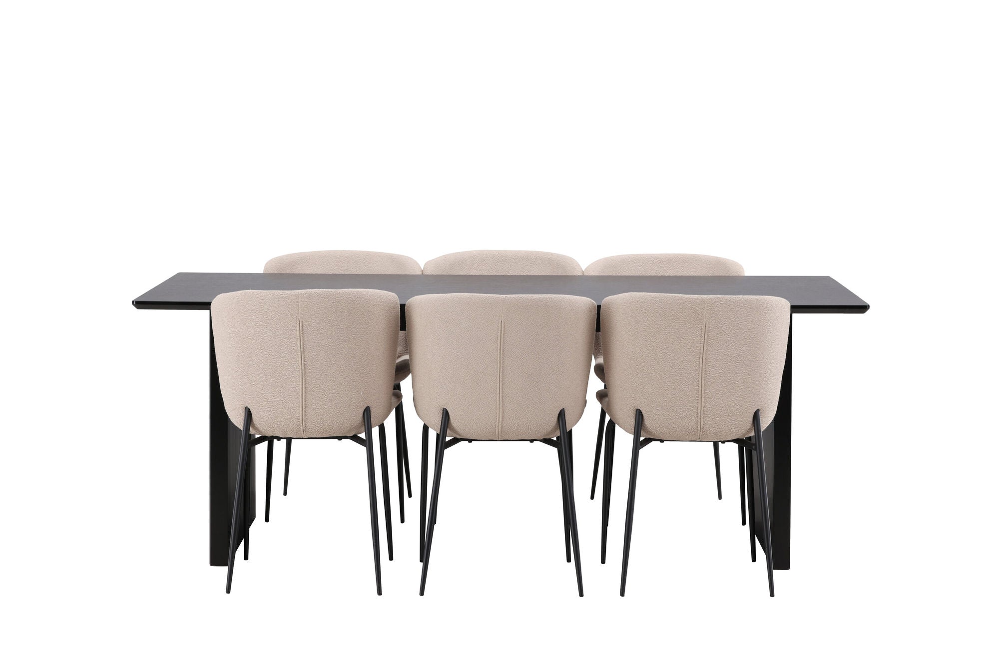 Venture Home Vail spisebord - Black / Smoked Black MDF +Modesto Spisebordsstol - Beige / Beige Boucle _6