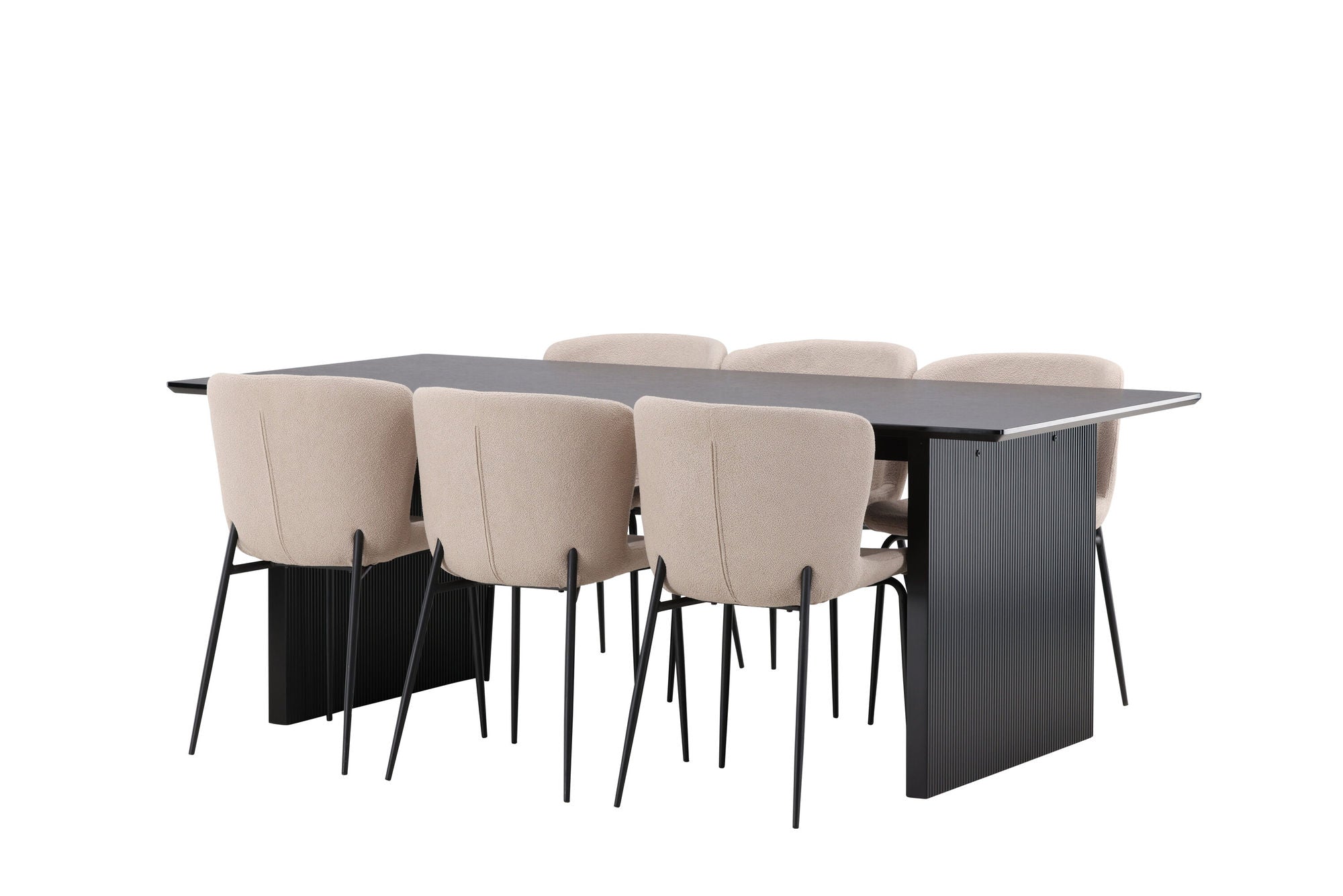 Venture Home Vail spisebord - Black / Smoked Black MDF +Modesto Spisebordsstol - Beige / Beige Boucle _6