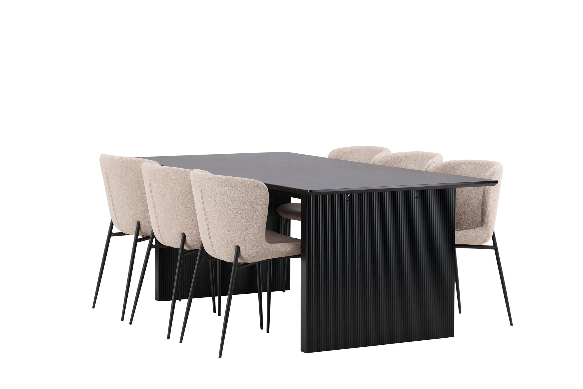 Venture Home Vail spisebord - Black / Smoked Black MDF +Modesto Spisebordsstol - Beige / Beige Boucle _6