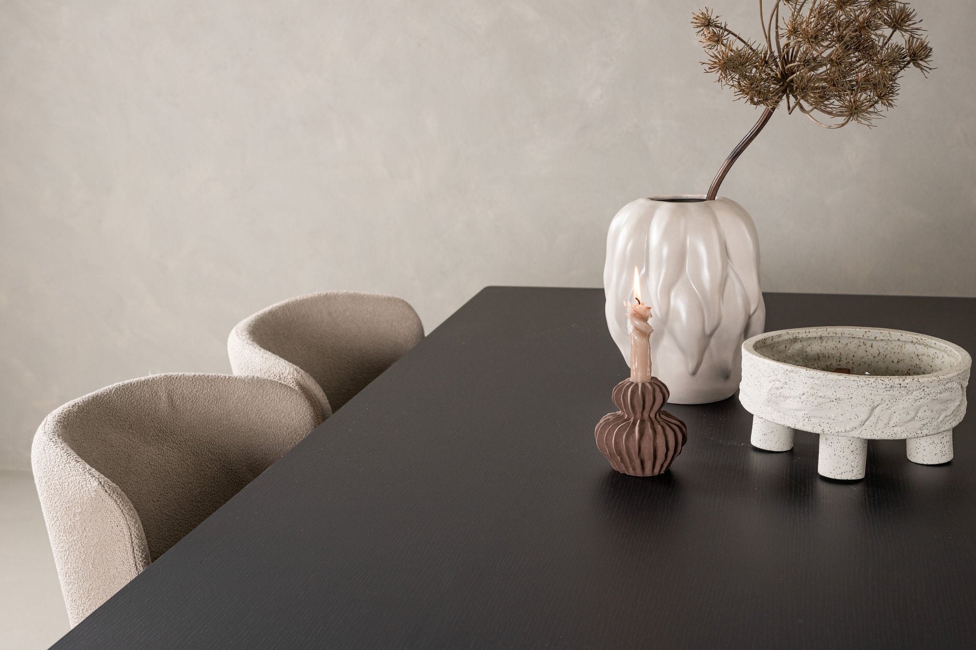 Venture Home Vail spisebord - Black / Smoked Black MDF +Modesto Spisebordsstol - Beige / Beige Boucle _6