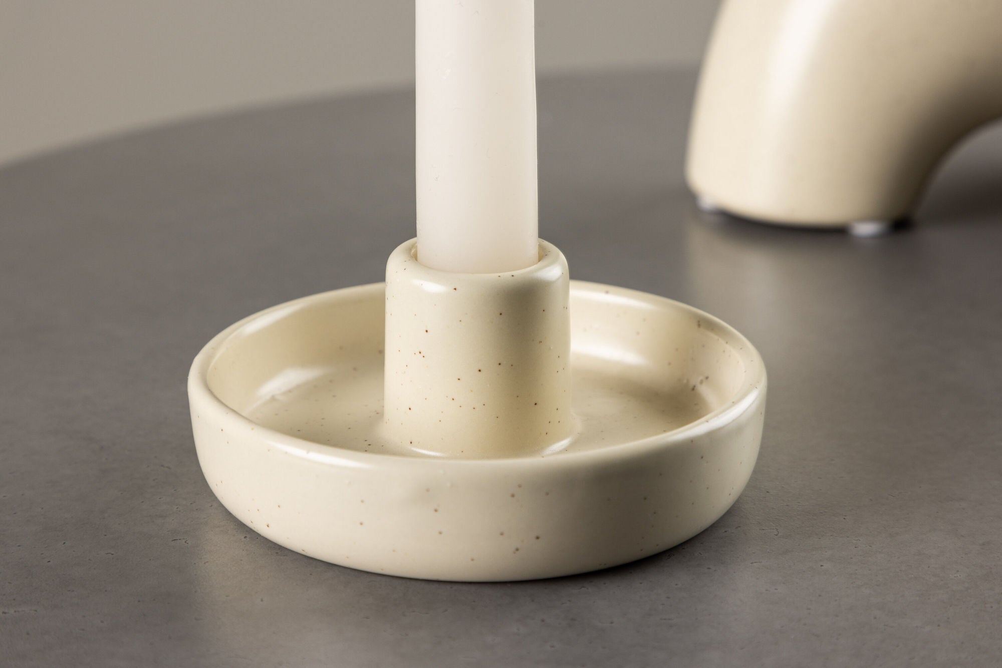 Venture Home Otis Candlestick - Beige/Black Dots - W11*H5cm