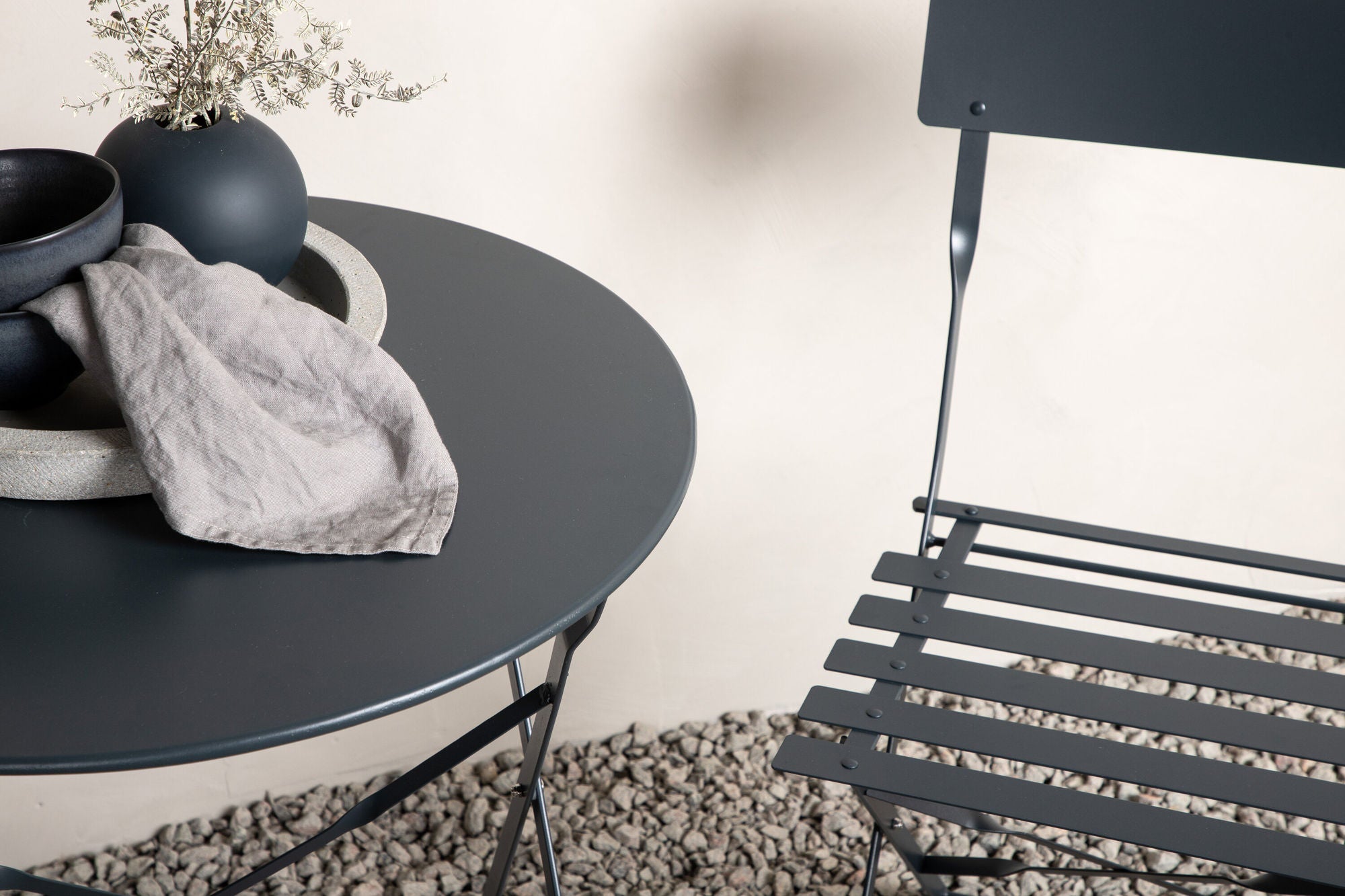 Venture Home Marseille Foldable steel bistro set  - Dark grey