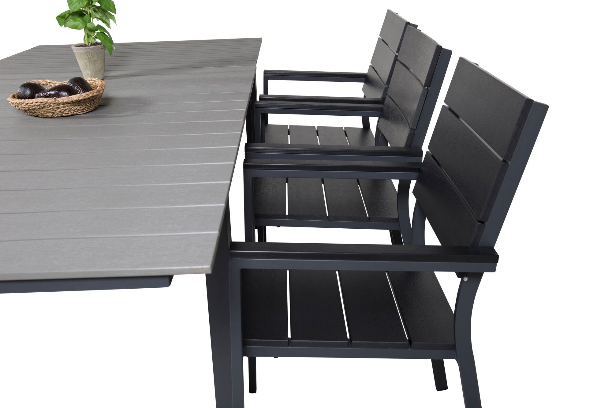 Venture Home Levels spisebord 160/240*90 - Black Alu / Grey Aintwood +Levels stol (stackable) - Black Alu / Black Aintwood_6