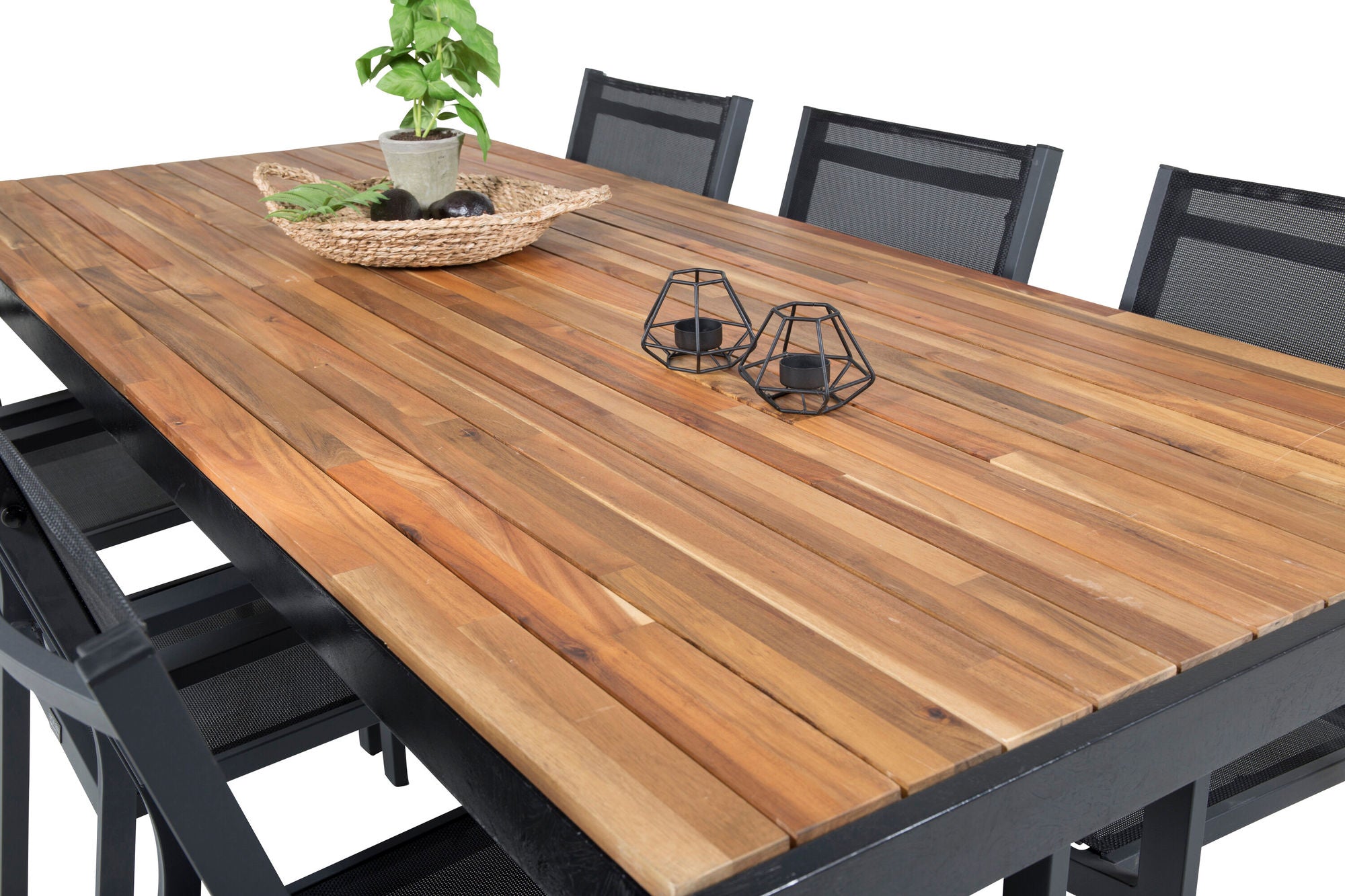 Venture Home Bois spisebord 200*100cm - Black Legs / Acacia +Copacabana Arm stol (stacka