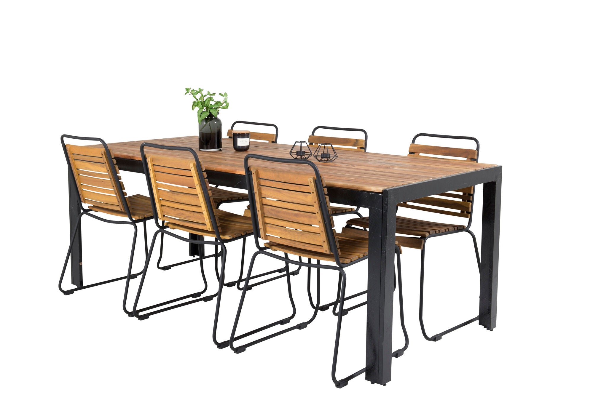 Venture Home Bois spisebord 200*100cm - Black Legs / Acacia +Bois Spisebordsstol - Black Al