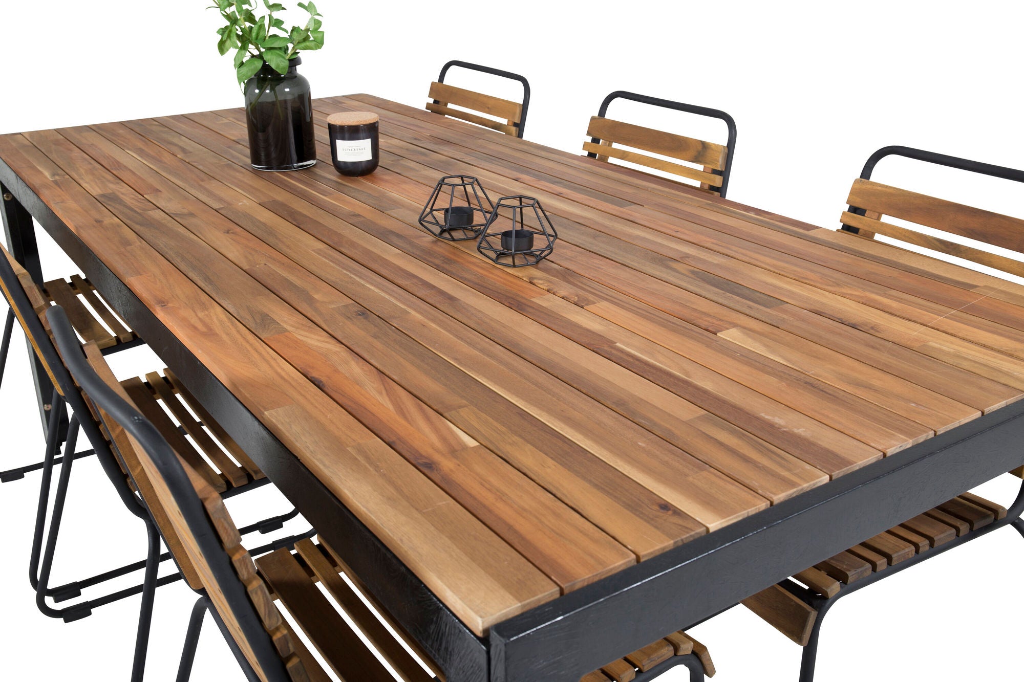 Venture Home Bois spisebord 200*100cm - Black Legs / Acacia +Bois Spisebordsstol - Black Al