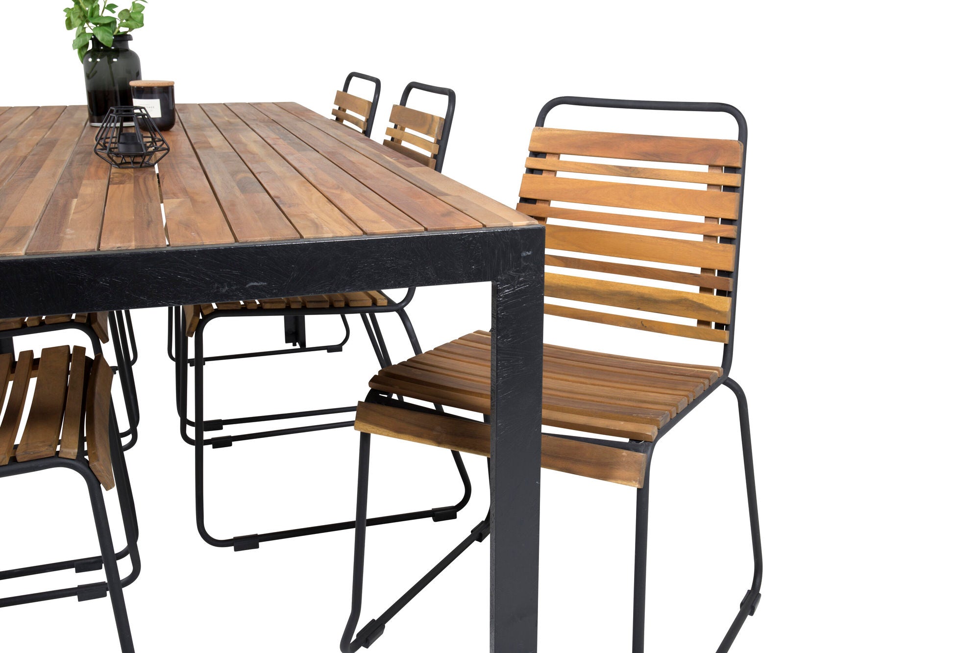 Venture Home Bois spisebord 200*100cm - Black Legs / Acacia +Bois Spisebordsstol - Black Al