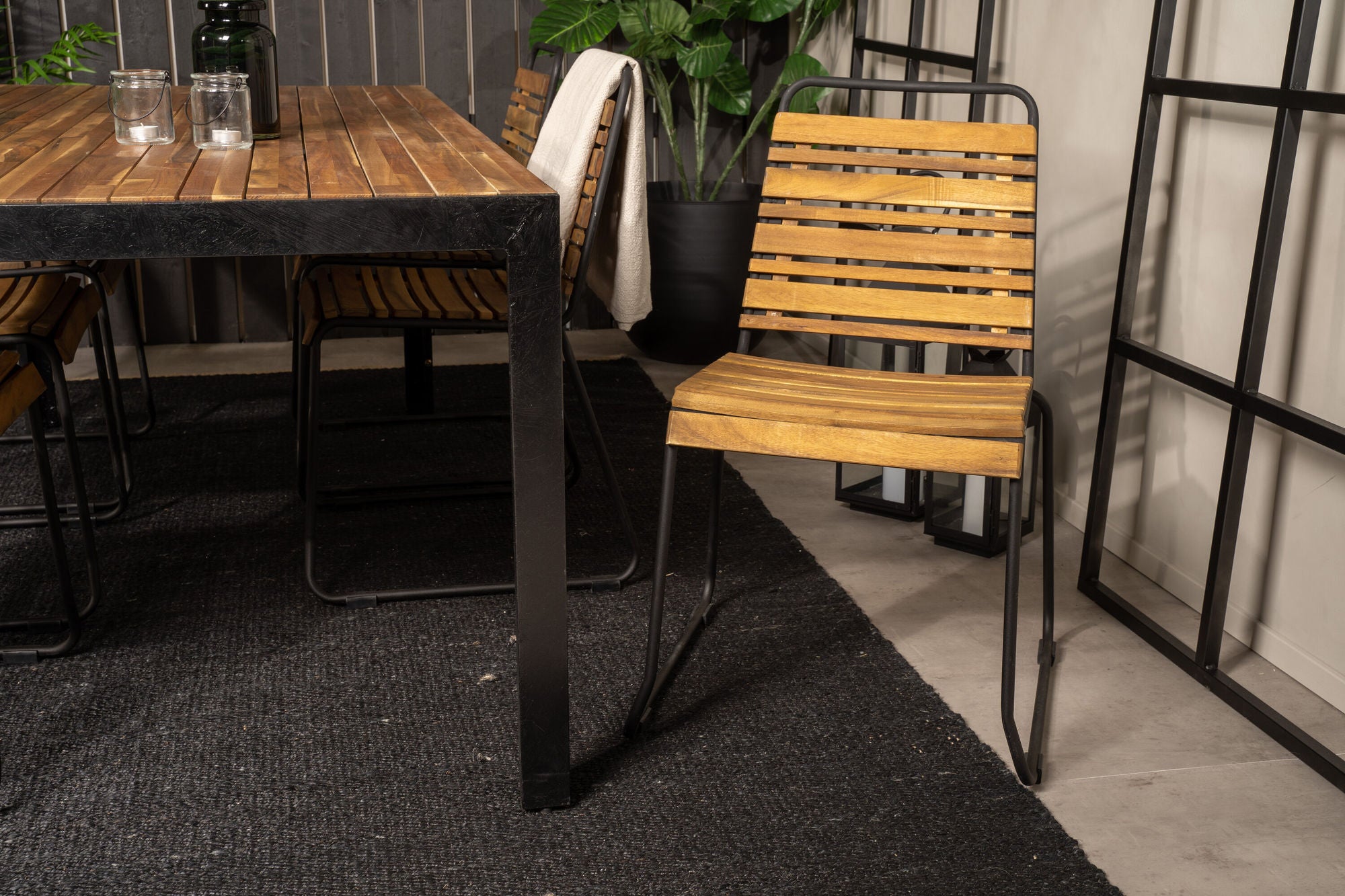 Venture Home Bois spisebord 200*100cm - Black Legs / Acacia +Bois Spisebordsstol - Black Al