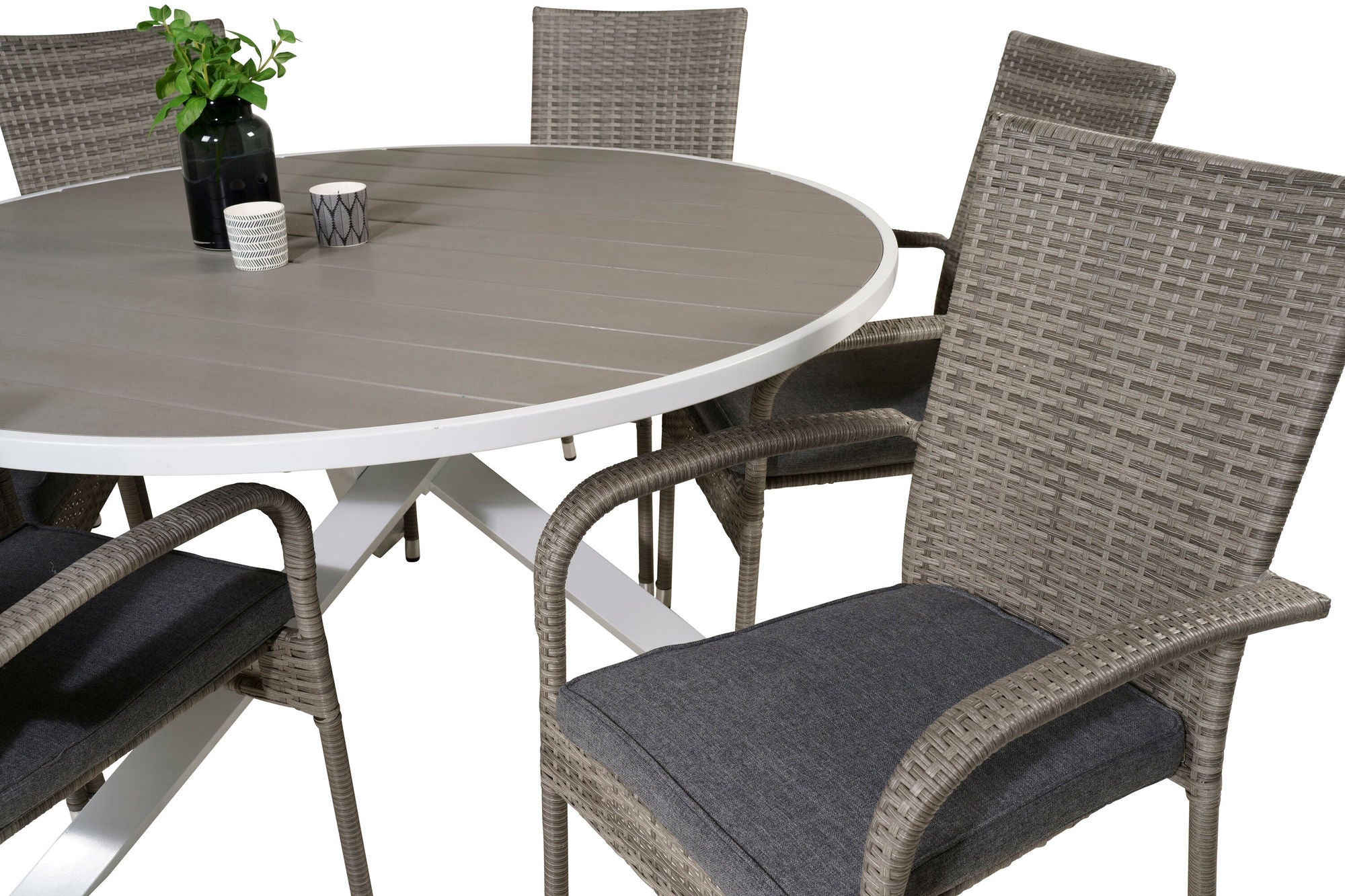 Venture Home Parma bord ø 140 - White/Grey - Anna stol - Grey 6