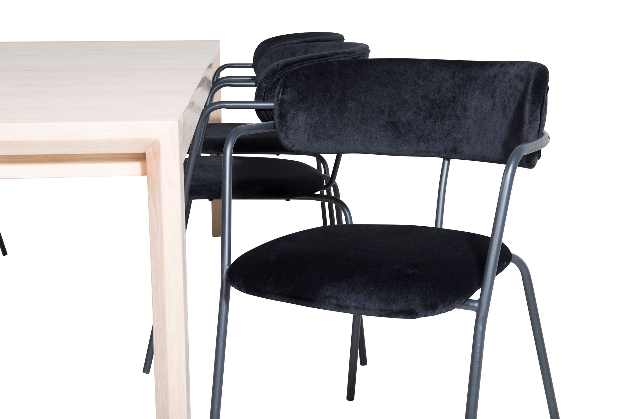 Venture Home Slider Extention bord - White Wash - 170+40+40cm +Arrow armchair - Black Legs