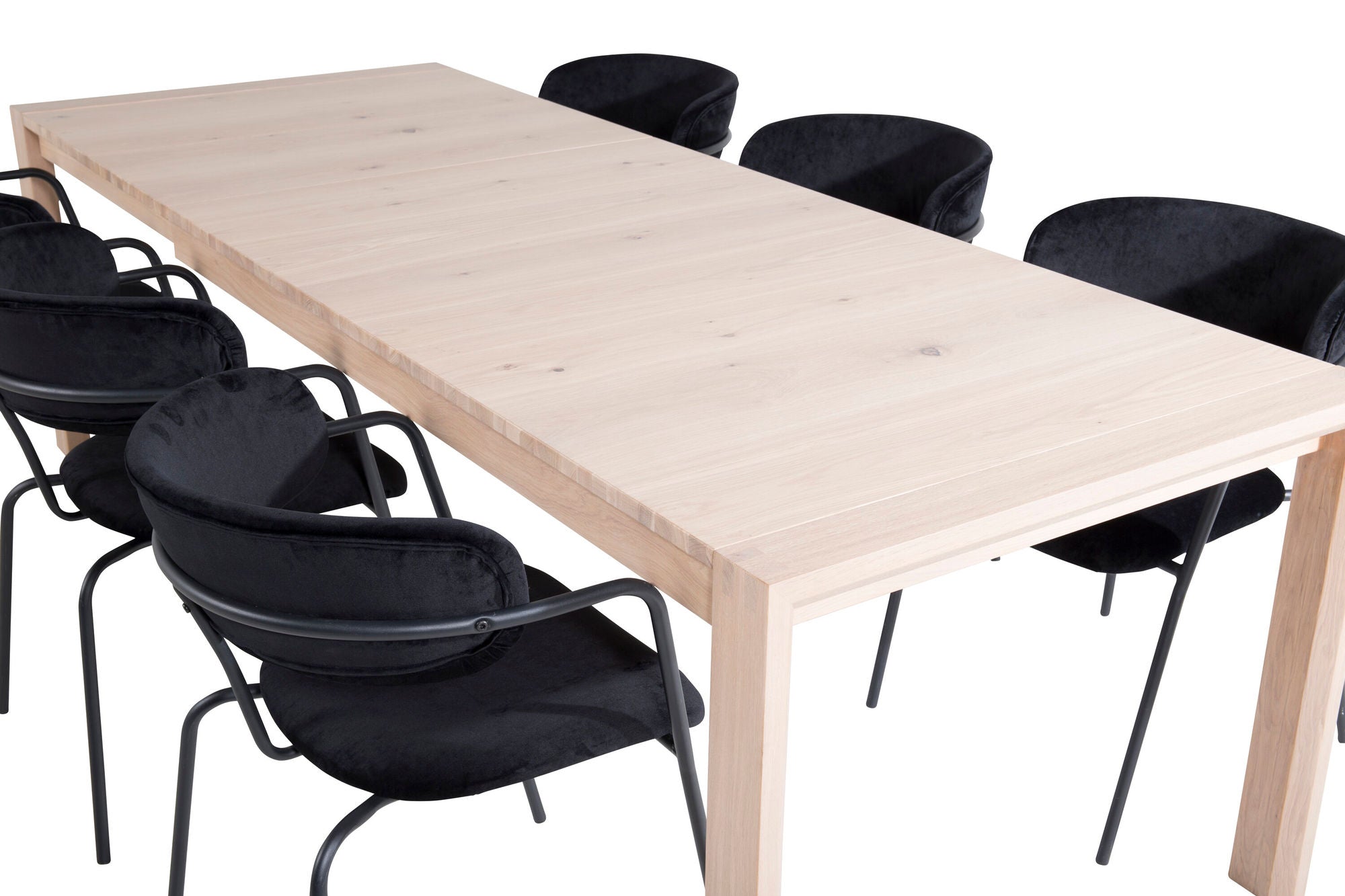 Venture Home Slider Extention bord - White Wash - 170+40+40cm +Arrow armchair - Black Legs
