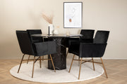 Venture Home Marbs rund spisebord - Black / Black Glass Marble+Petra stol - Distressed Copper / Black Velvet_4