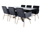Venture Home Piazza spisebord - Black / Black Veneer+Petra stol - Distressed Copper / Black Velvet_6