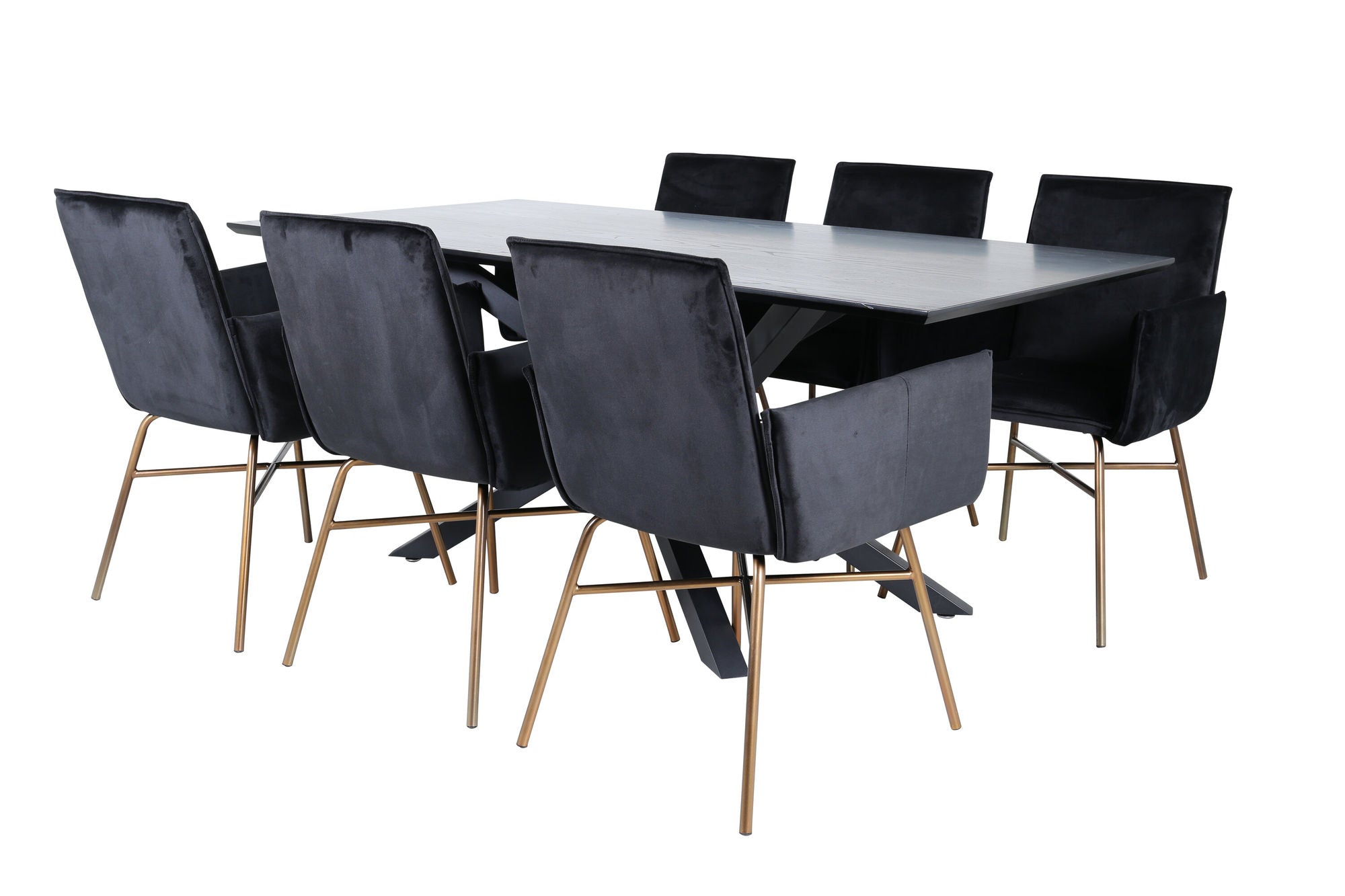 Venture Home Piazza spisebord - Black / Black Veneer+Petra stol - Distressed Copper / Black Velvet_6