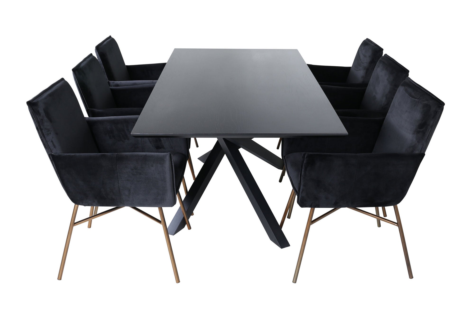 Venture Home Piazza spisebord - Black / Black Veneer+Petra stol - Distressed Copper / Black Velvet_6