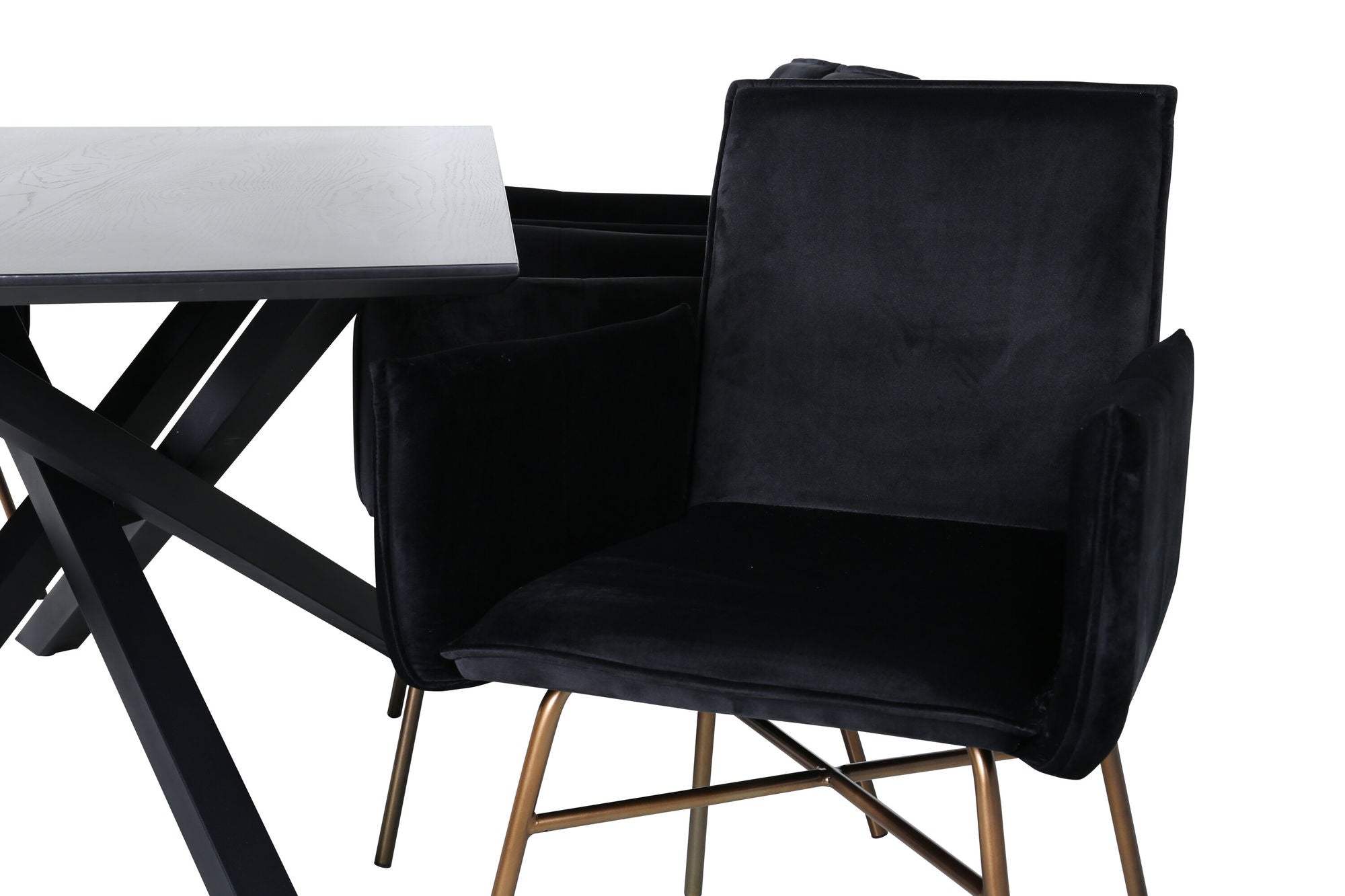 Venture Home Piazza spisebord - Black / Black Veneer+Petra stol - Distressed Copper / Black Velvet_6