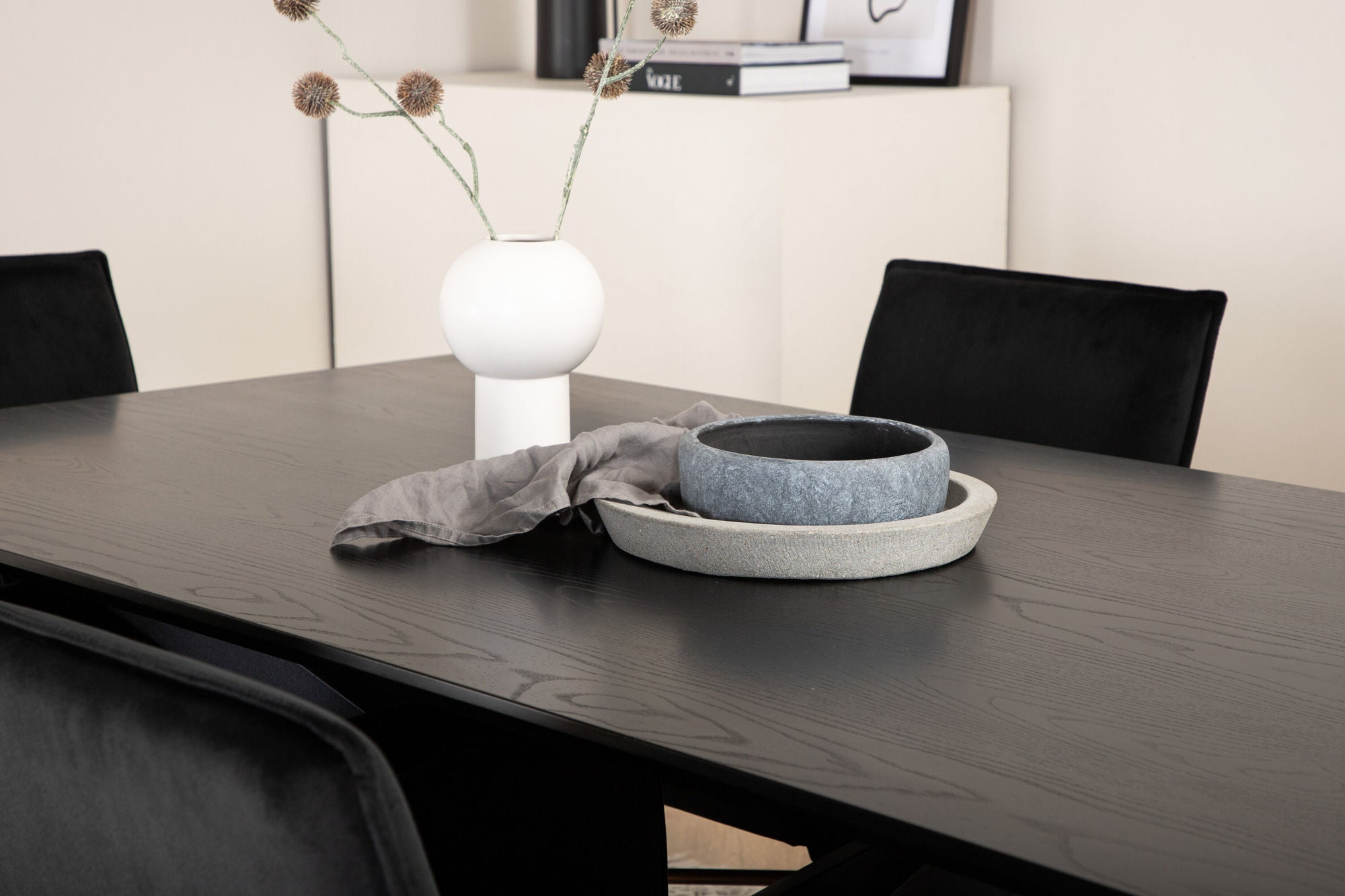 Venture Home Piazza spisebord - Black / Black Veneer+Petra stol - Distressed Copper / Black Velvet_6