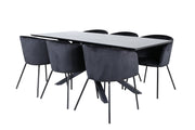 Venture Home Piazza spisebord - Black / Black Veneer+Berit stol - Black / Black Velvet_6