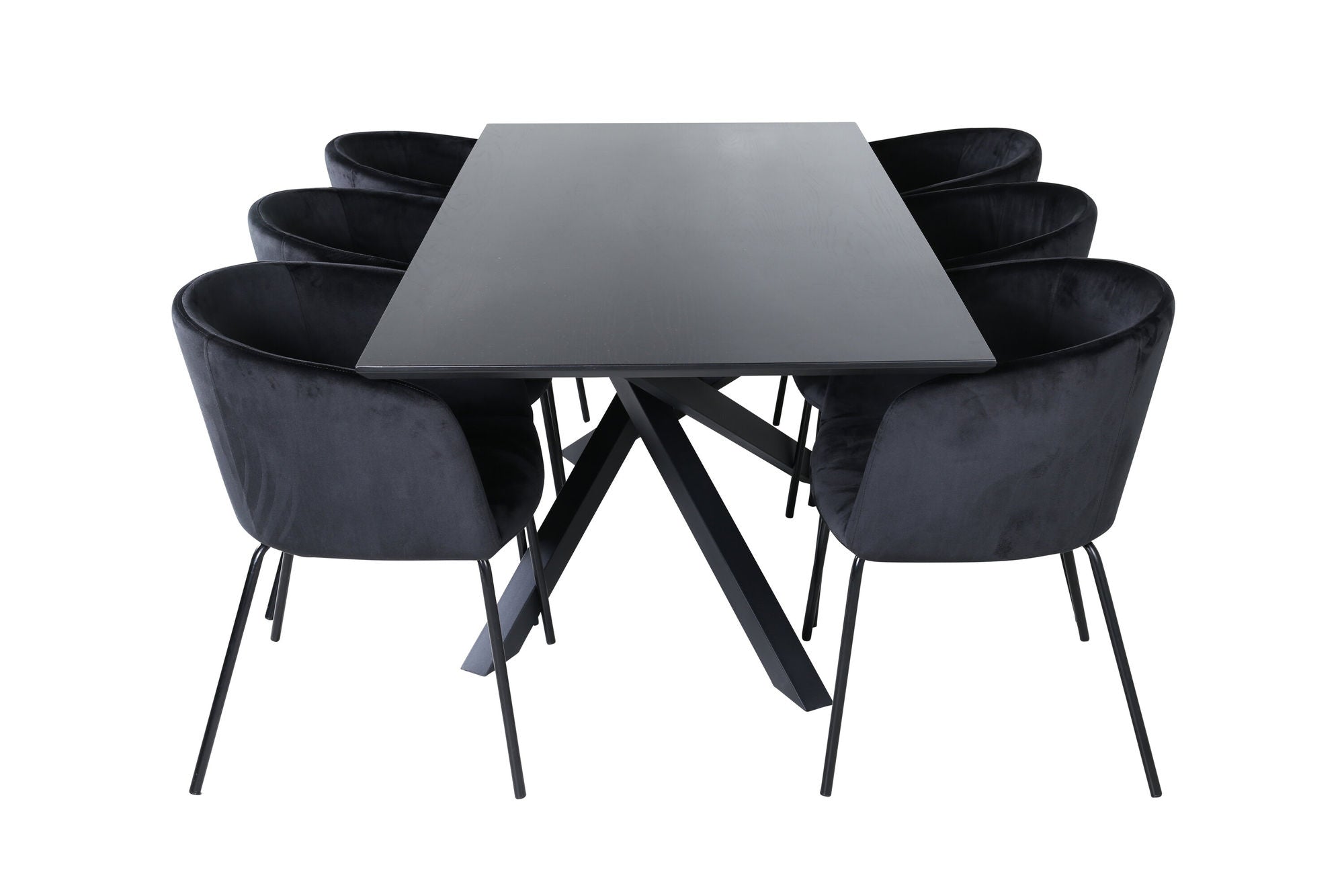 Venture Home Piazza spisebord - Black / Black Veneer+Berit stol - Black / Black Velvet_6