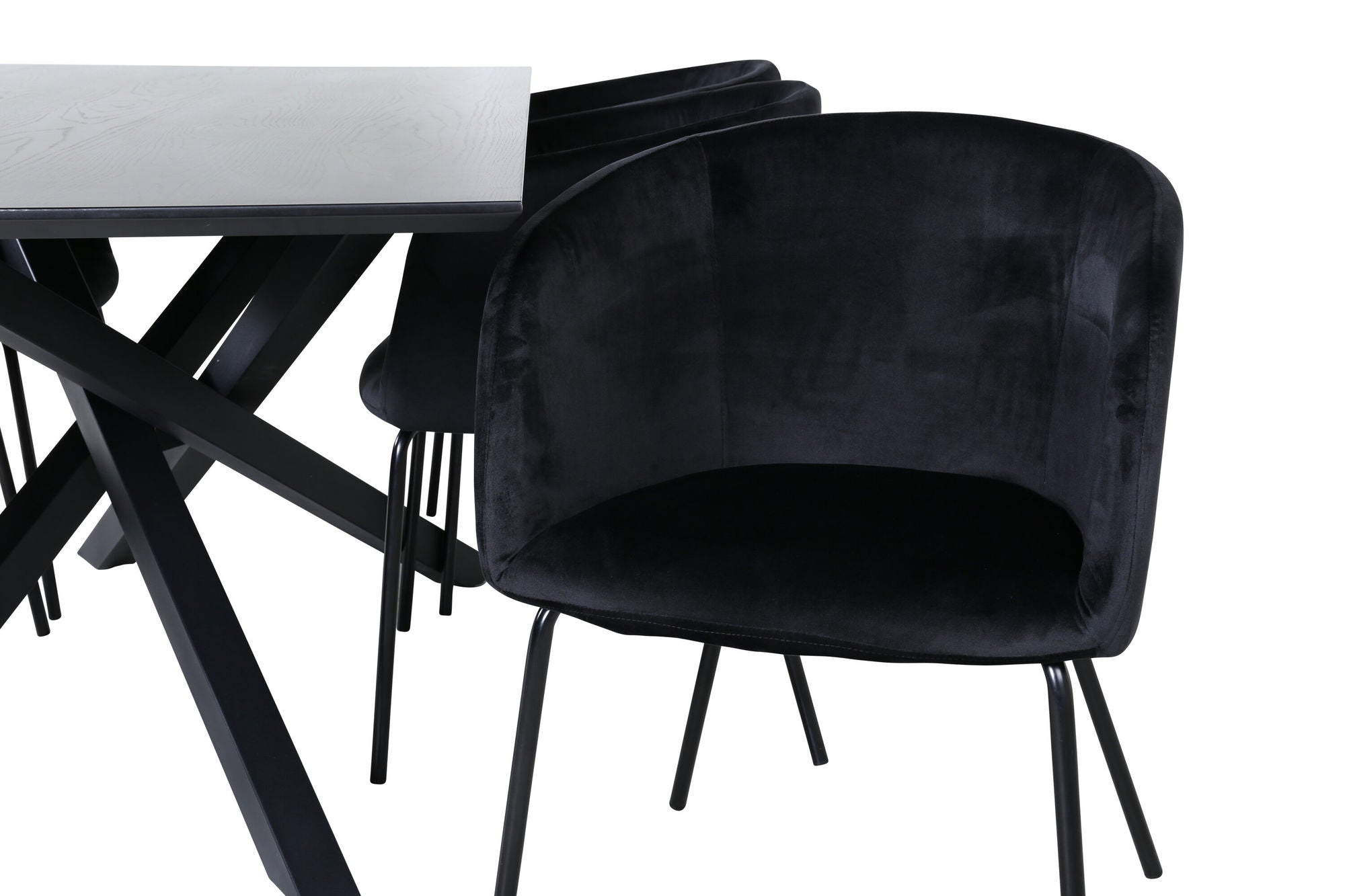 Venture Home Piazza spisebord - Black / Black Veneer+Berit stol - Black / Black Velvet_6