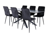 Venture Home Piazza spisebord - Black / Black Veneer+Windu Lyx stol - Black / Black Velvet_6
