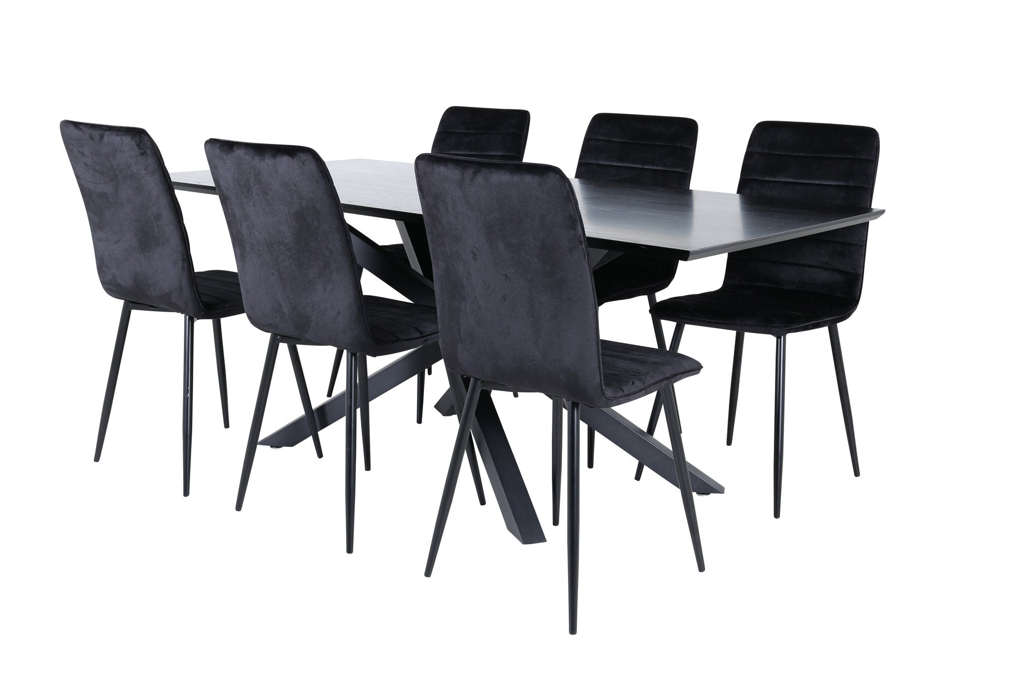 Venture Home Piazza spisebord - Black / Black Veneer+Windu Lyx stol - Black / Black Velvet_6